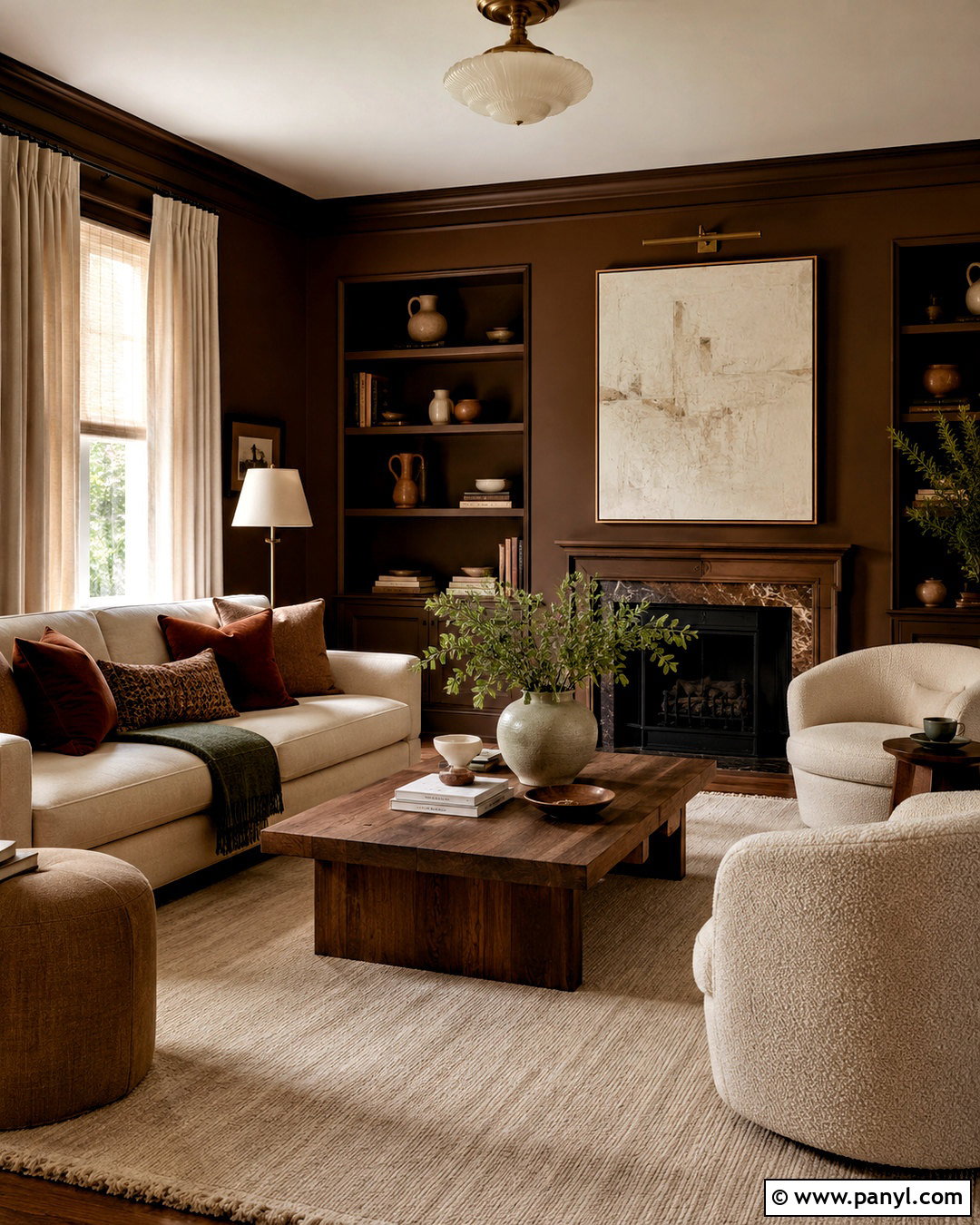 Chocolate Brown Sitting Room - 35 Sitting Room Paint Color Ideas