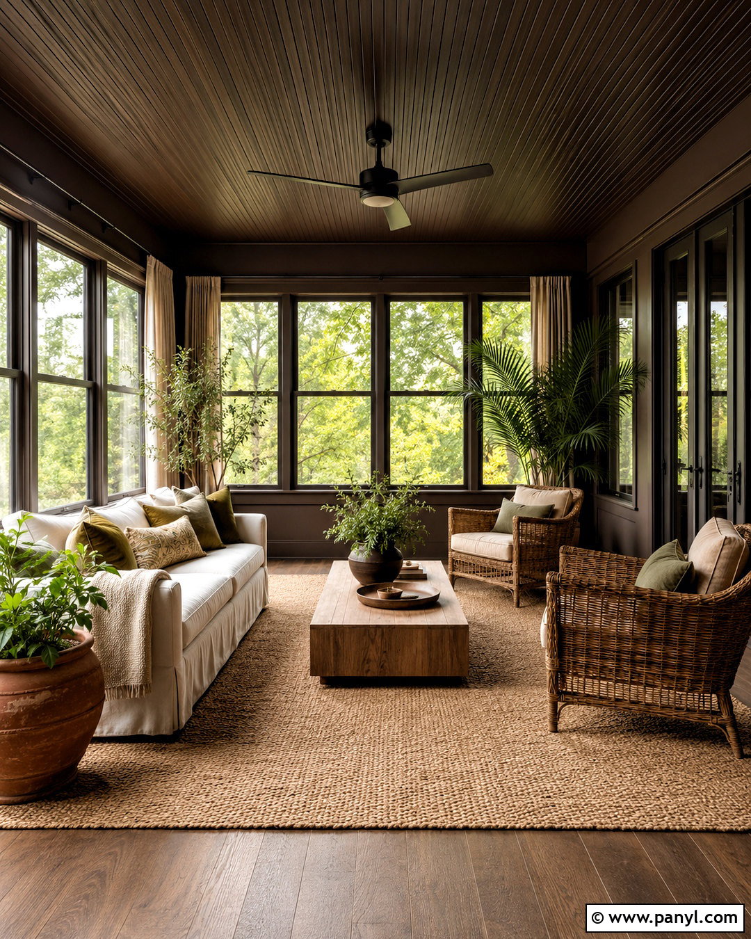 Chocolate Brown Sunroom Walls And Ceiling - 20 dark walls and ceiling ideas