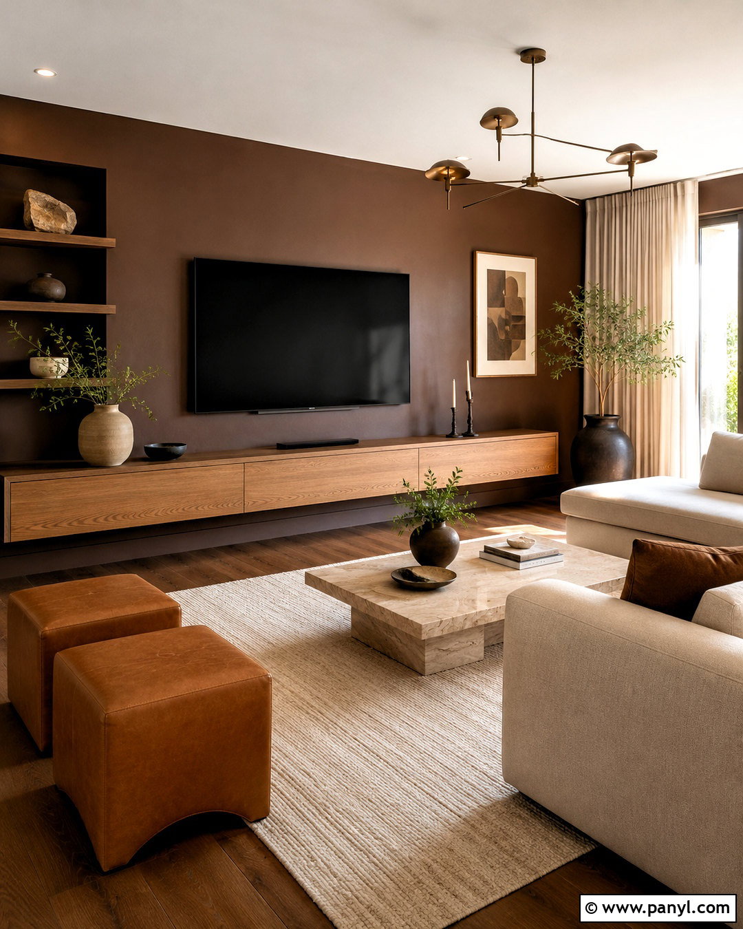 Chocolate Brown TV Wall - 20 living room tv wall paint ideas