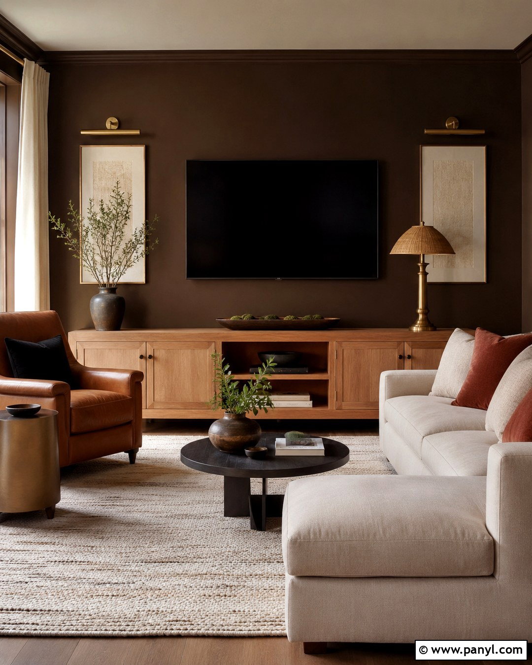 Chocolate Brown TV Wall - 20 Tv Wall Dark Paint Ideas