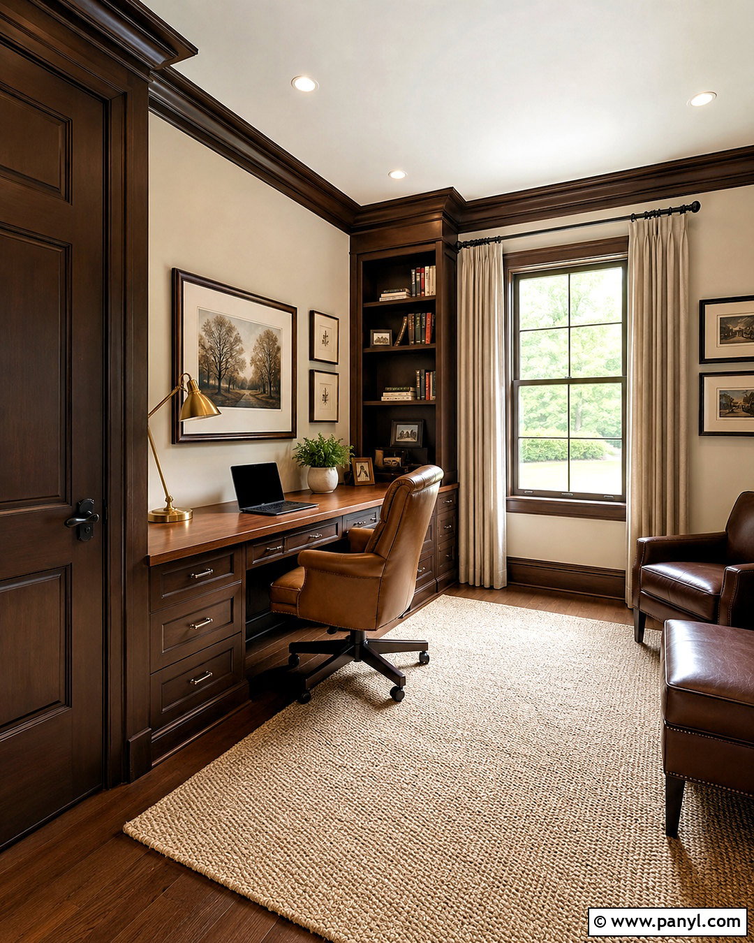 Chocolate Brown Trim Home Office - 20 non white trim interior ideas