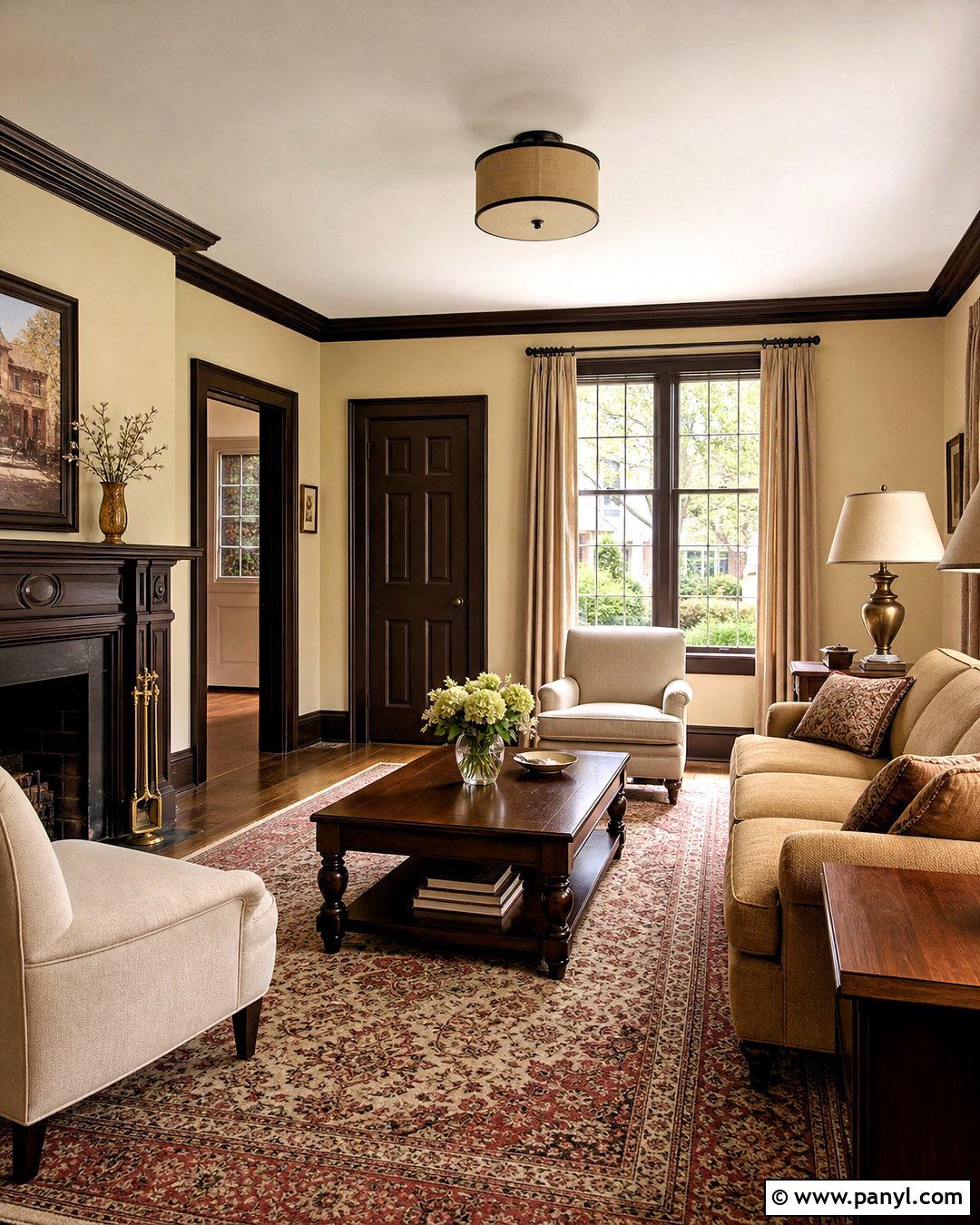 Chocolate Brown Trim With Beige Walls - 20 painted trim darker than walls