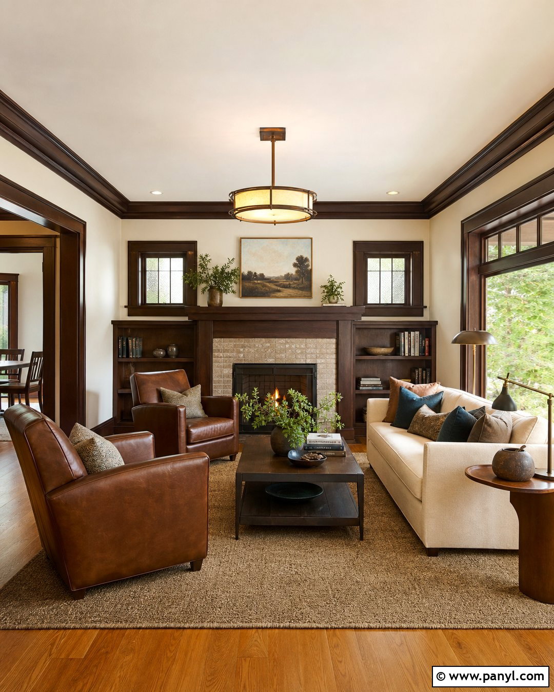 Chocolate Brown Trim With White Walls - 25 White Wall Colored Trim Ideas