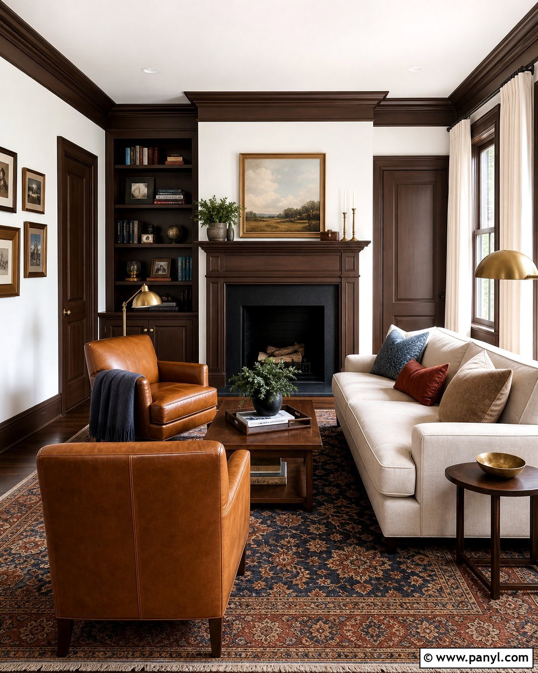 Chocolate Brown Trim - 25 Trim Color For White Walls
