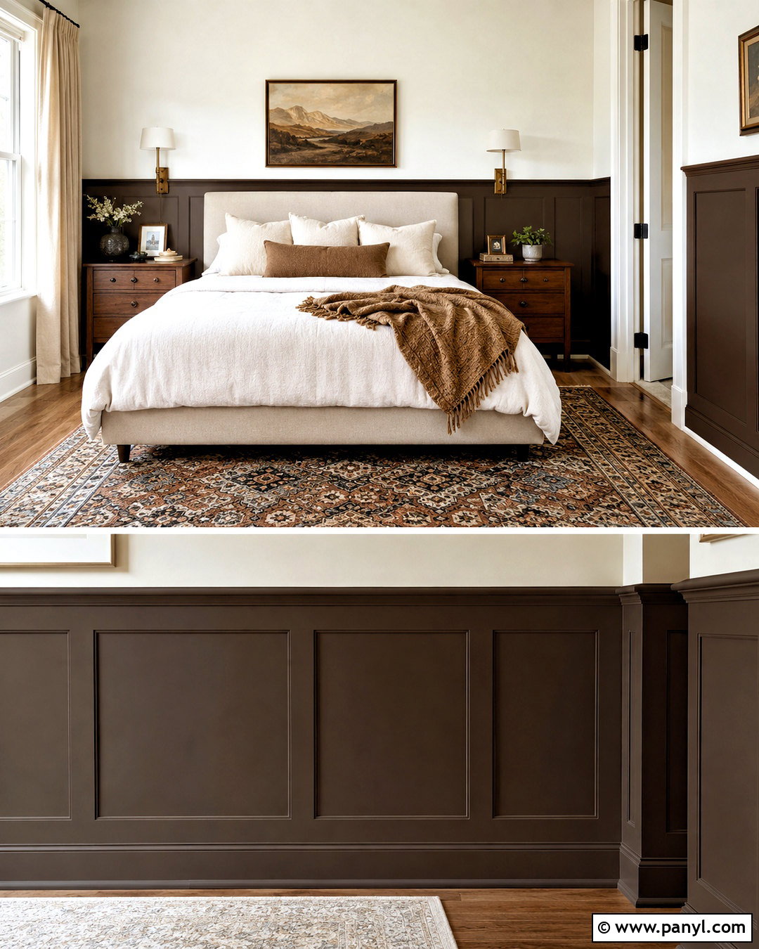 Chocolate Brown Wainscoting With Cream Walls - 20 painted wainscoting ideas color schemes