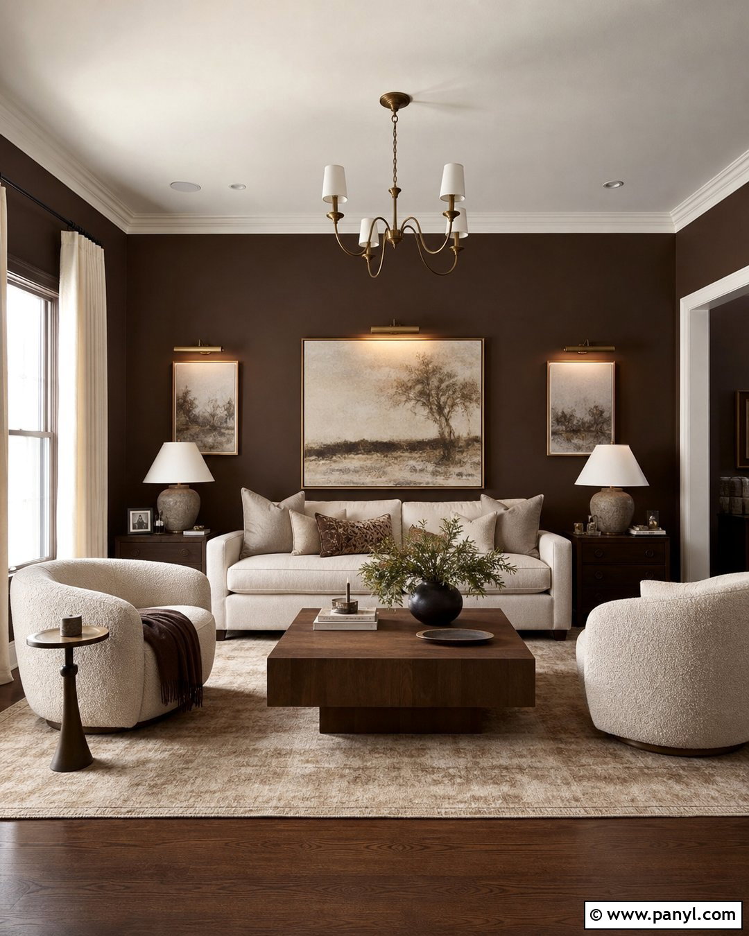 Chocolate Brown Wall Living Room - 35 brown wall aesthetic ideas
