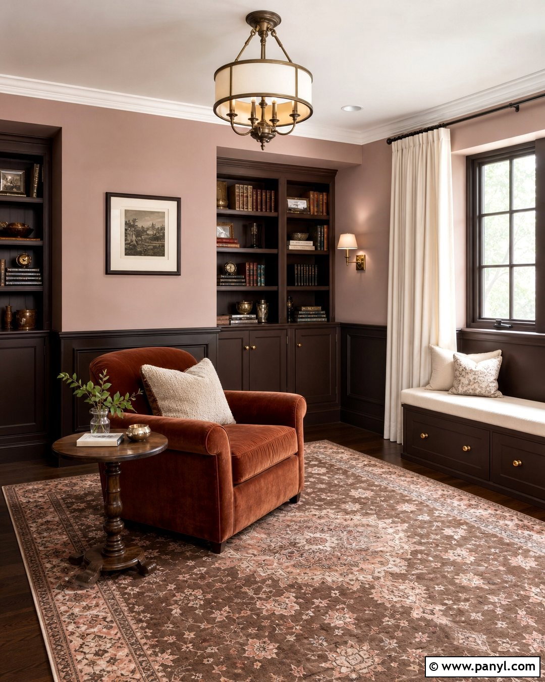 Chocolate Brown Wall Moulding With Blush Walls - 25 Wall Moulding Color Ideas