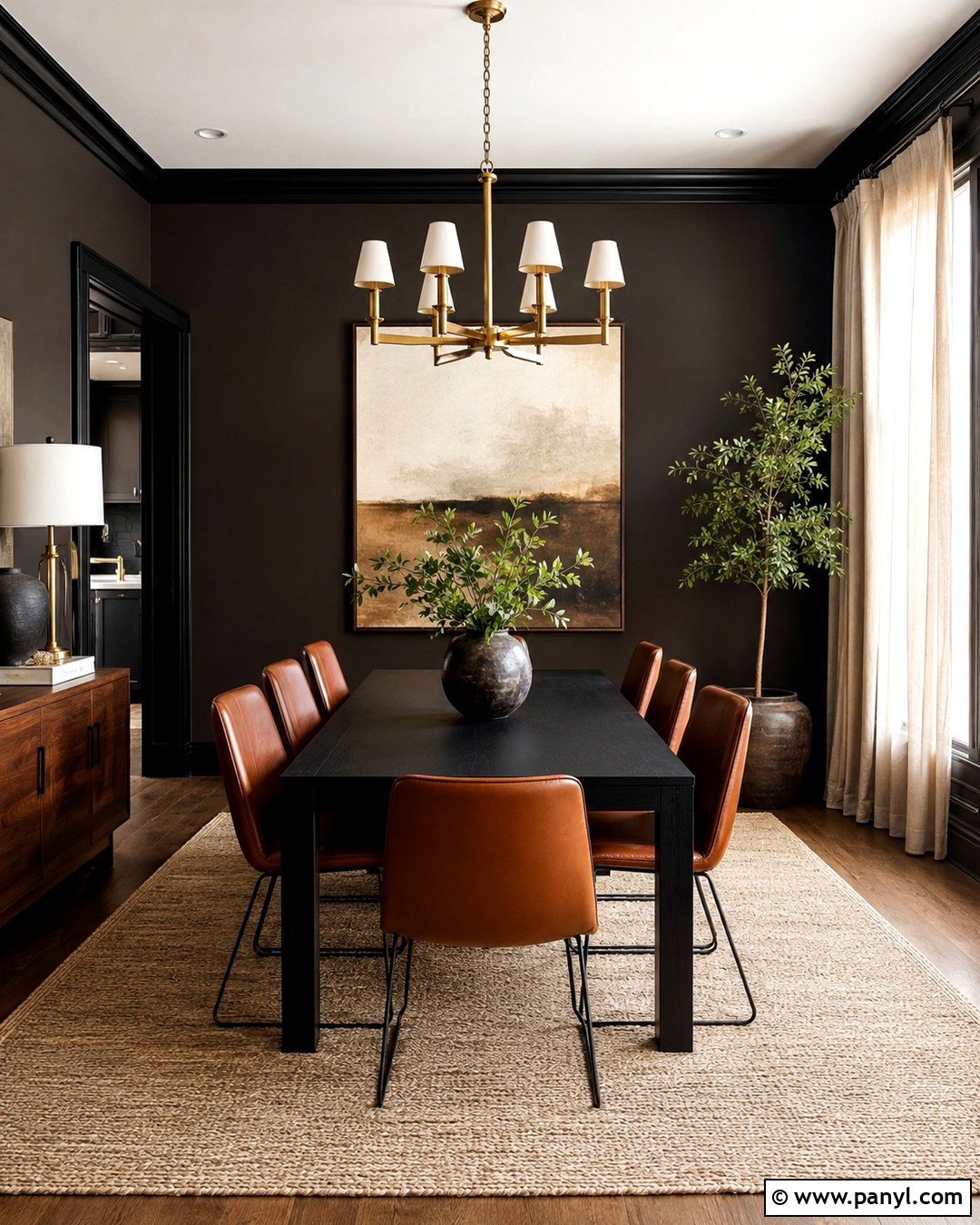 Chocolate Brown Wall With Black Trim - 20 Brown Black Accent Wall Ideas