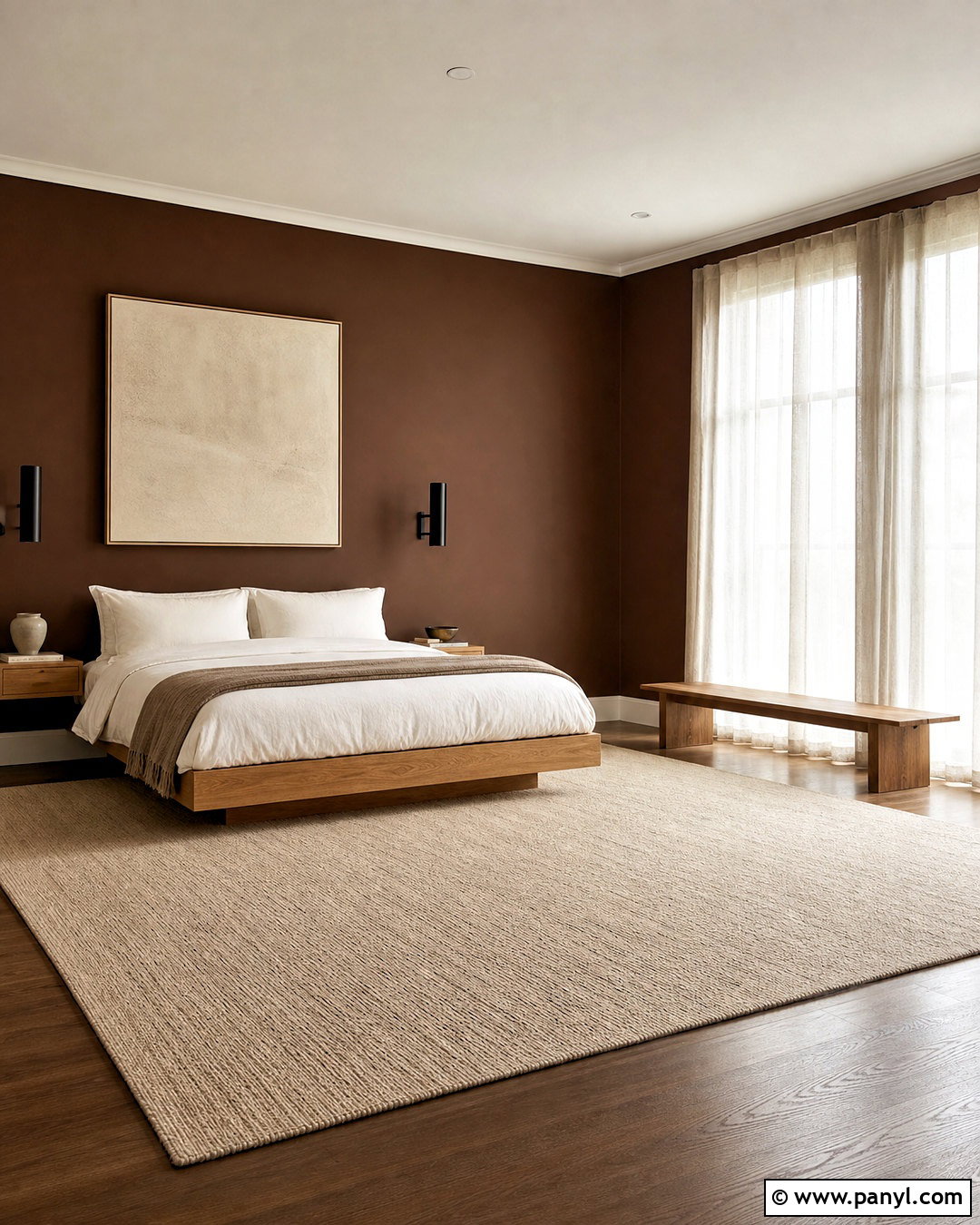 Chocolate Brown Walls In A Minimalist Bedroom - 20 chocolate brown walls bedroom ideas