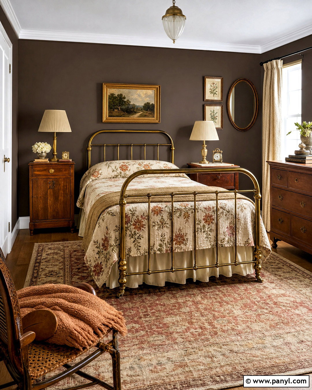 Chocolate Brown Walls In A Vintage Bedroom - 20 chocolate brown walls bedroom ideas