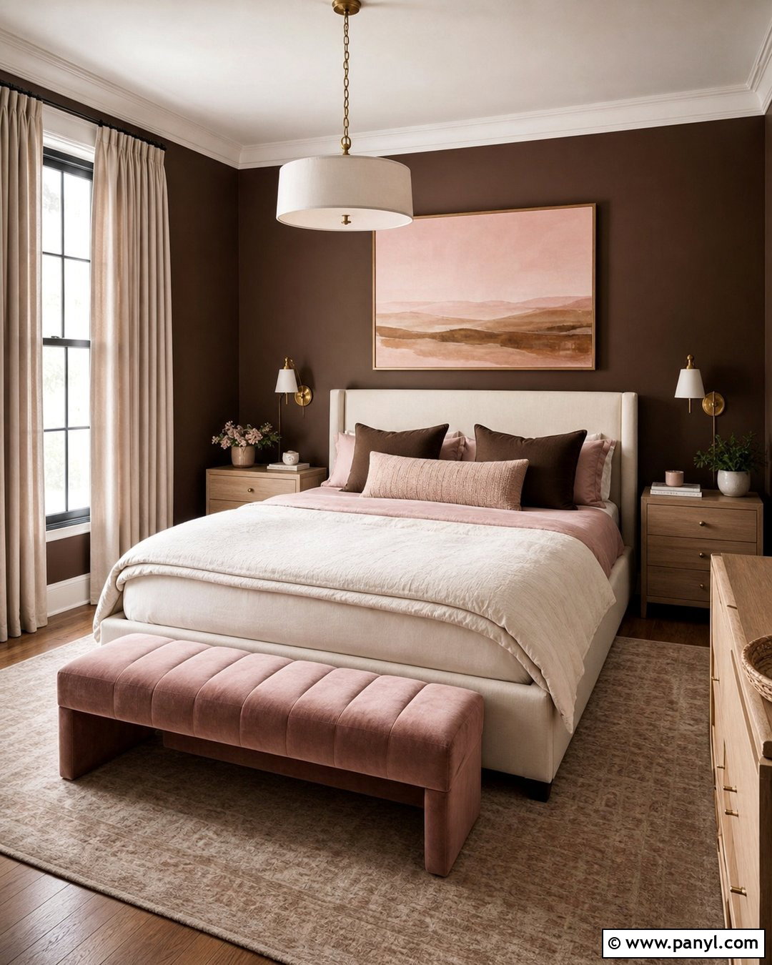 Chocolate Brown Walls With Blush Pink - 35 Chocolate Brown Walls
