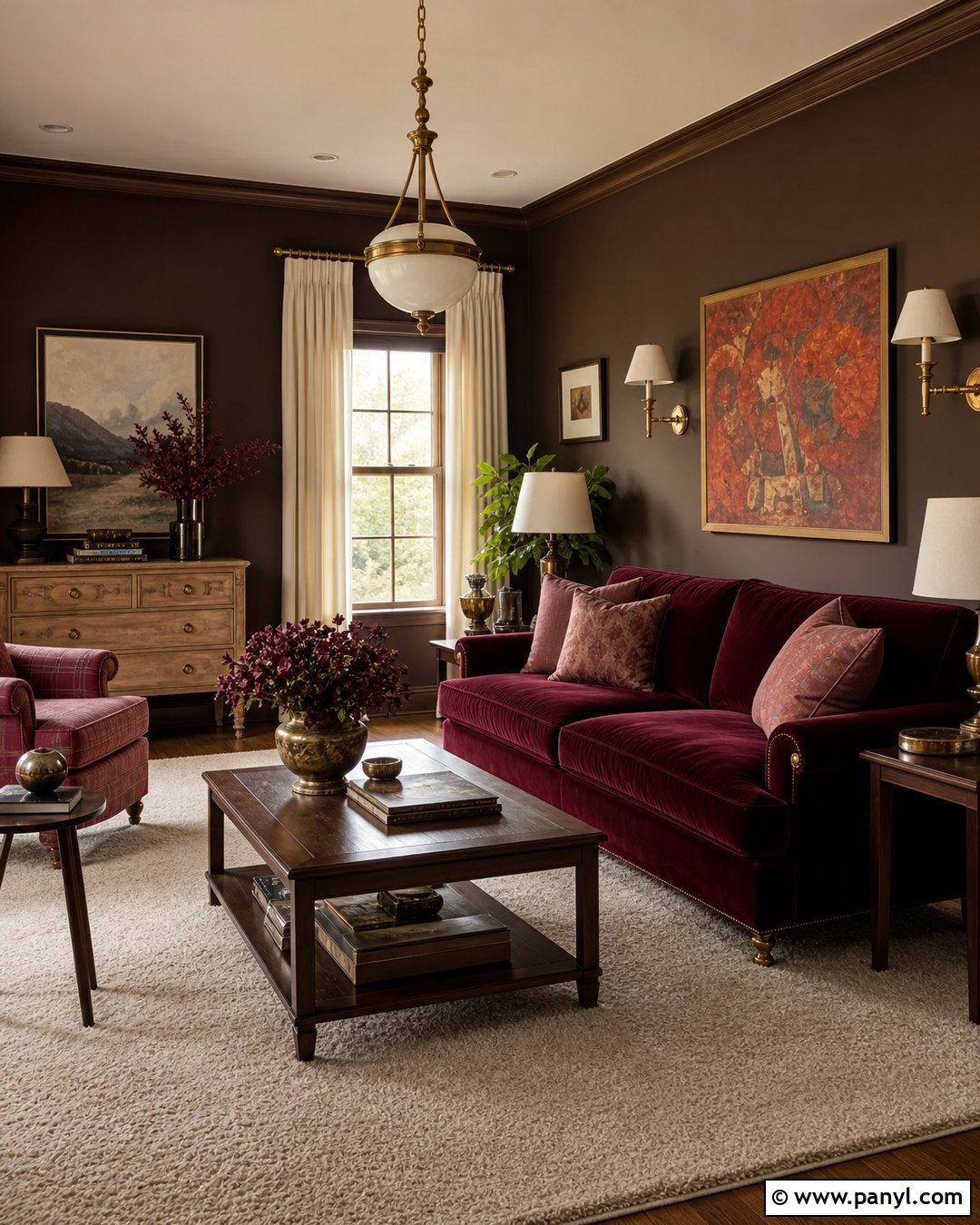 Chocolate Brown Walls With Burgundy - 35 Chocolate Brown Walls