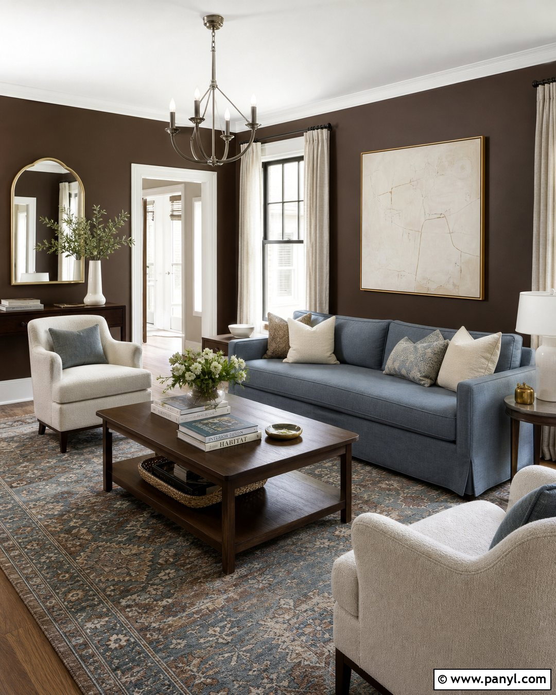 Chocolate Brown Walls With Dusty Blue - 35 Chocolate Brown Walls