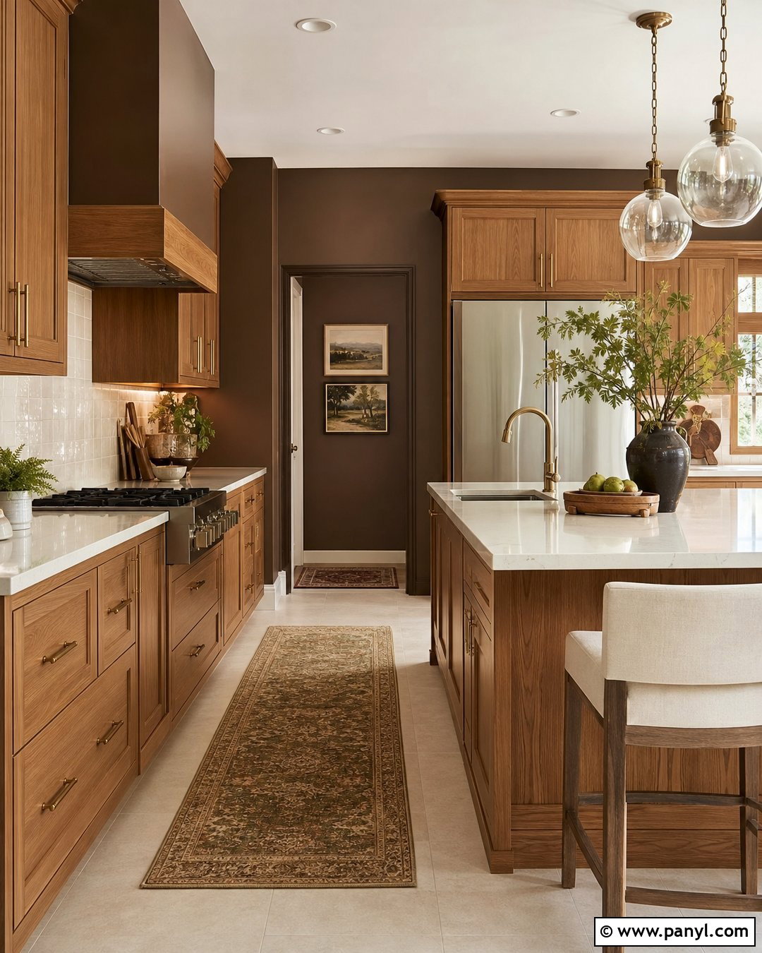 Chocolate Brown Walls With Honey Oak Cabinets - 35 honey oak kitchen cabinets wall color ideas