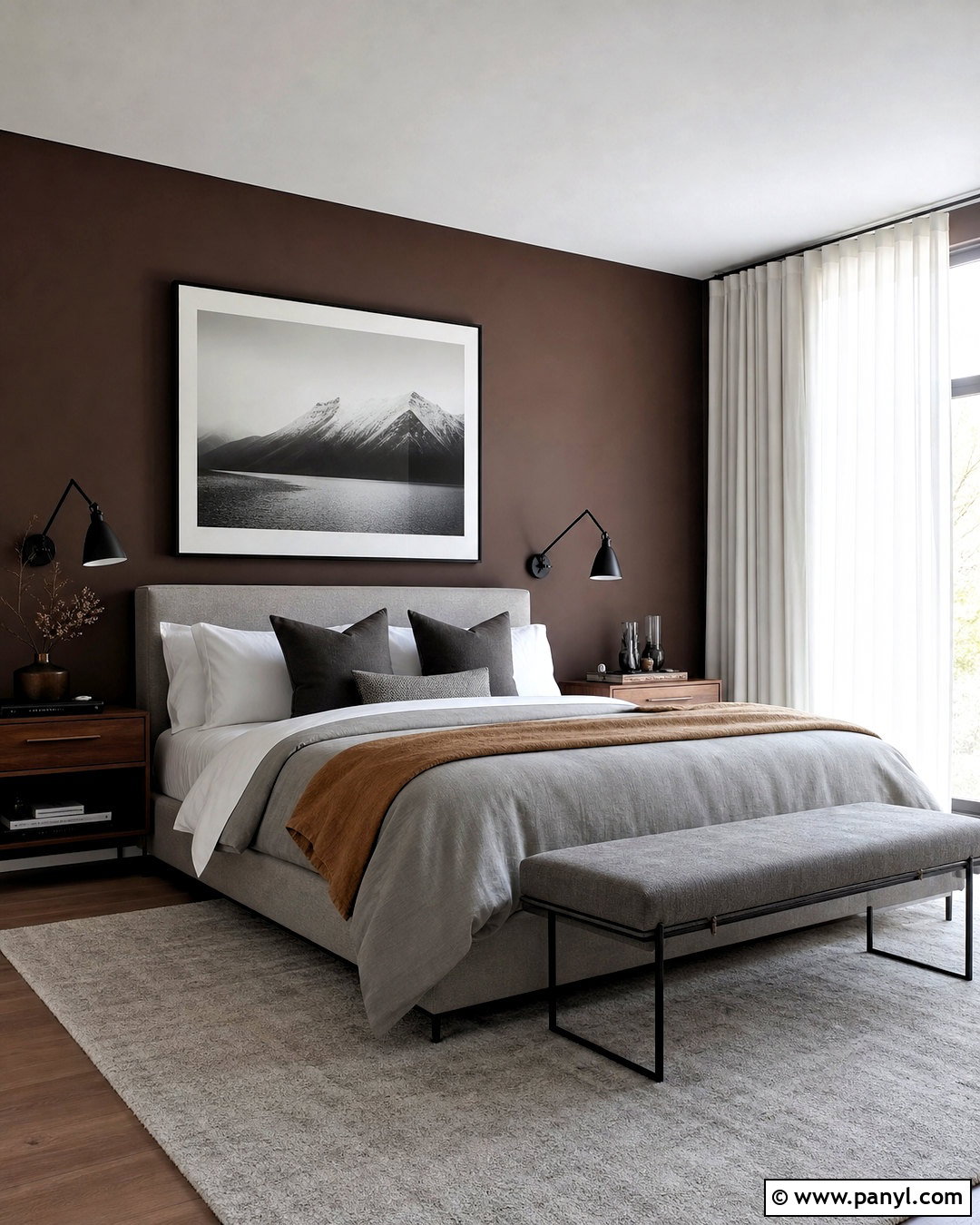 Chocolate Brown Walls With Light Gray Bedding - 20 chocolate brown walls bedroom ideas