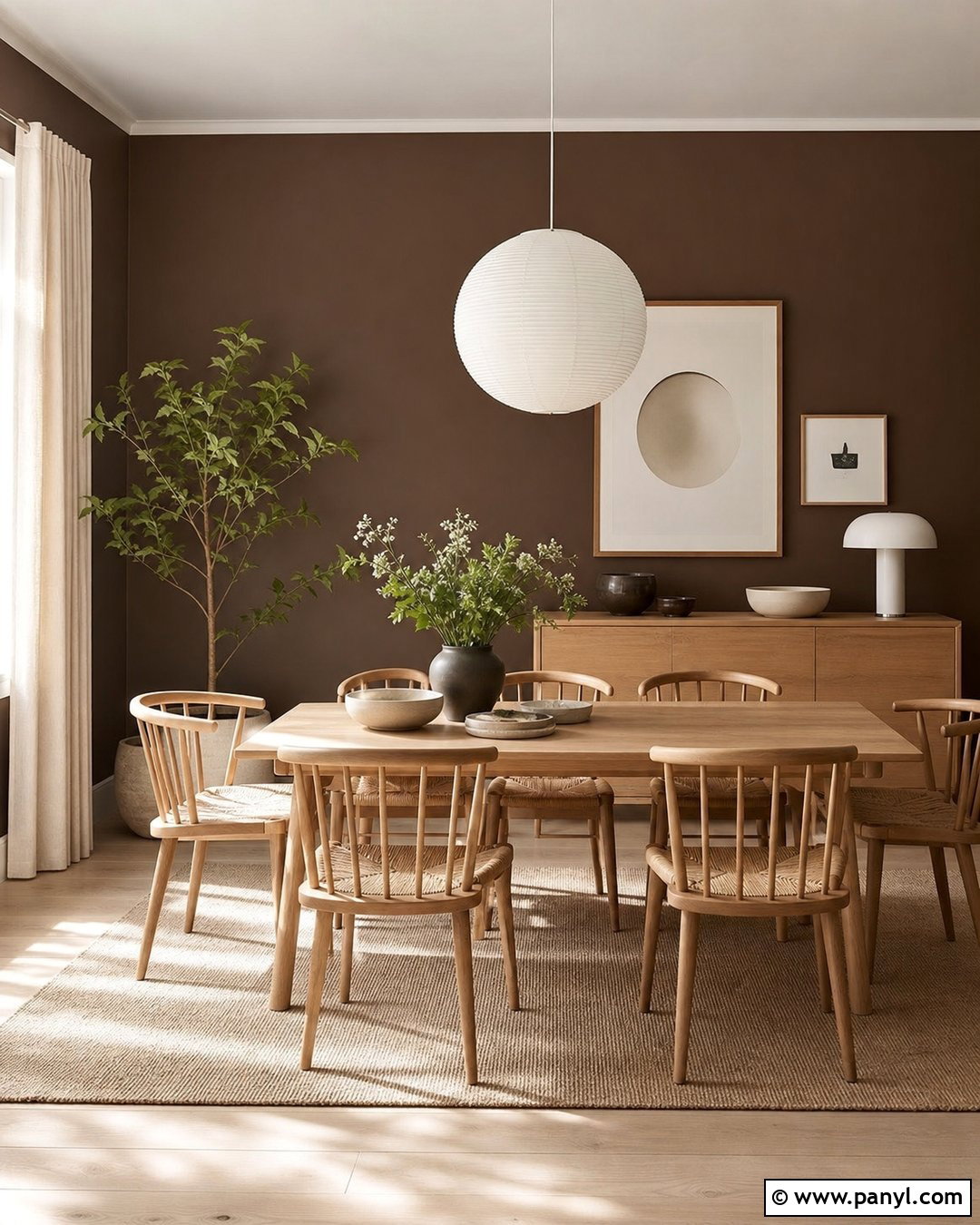 Chocolate Brown Walls With Light Oak - 35 Chocolate Brown Walls