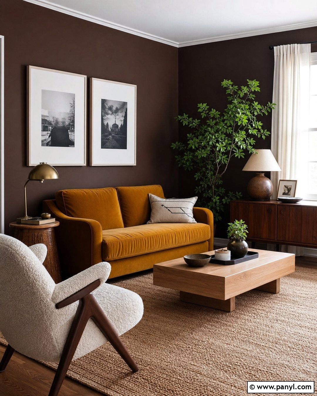 Chocolate Brown Walls With Mustard Yellow - 35 Chocolate Brown Walls