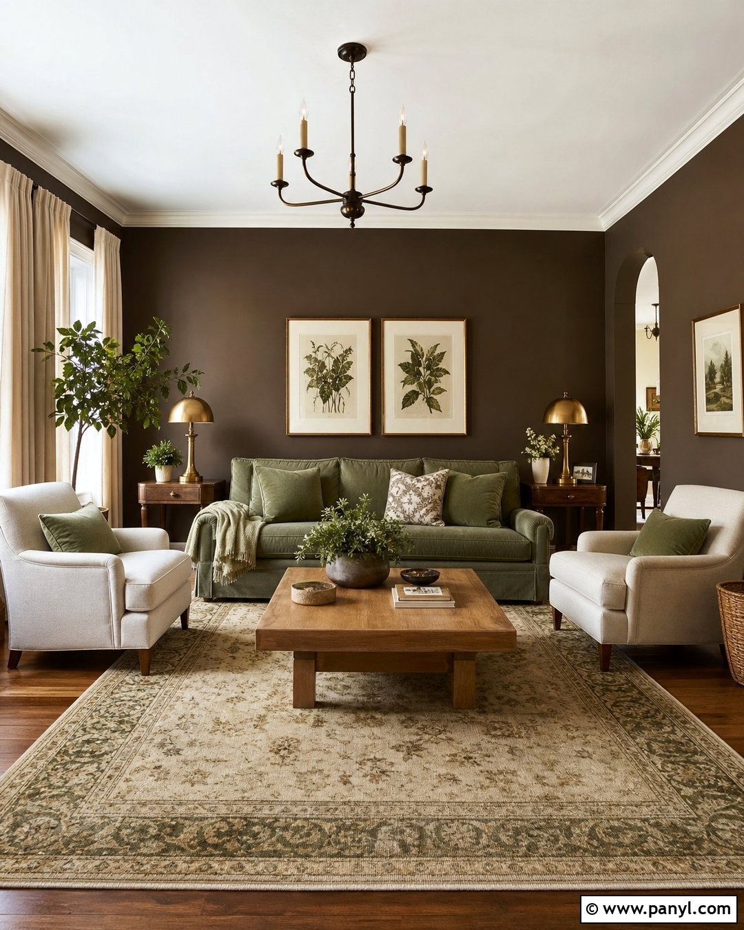 Chocolate Brown Walls With Sage Green - 35 Chocolate Brown Walls