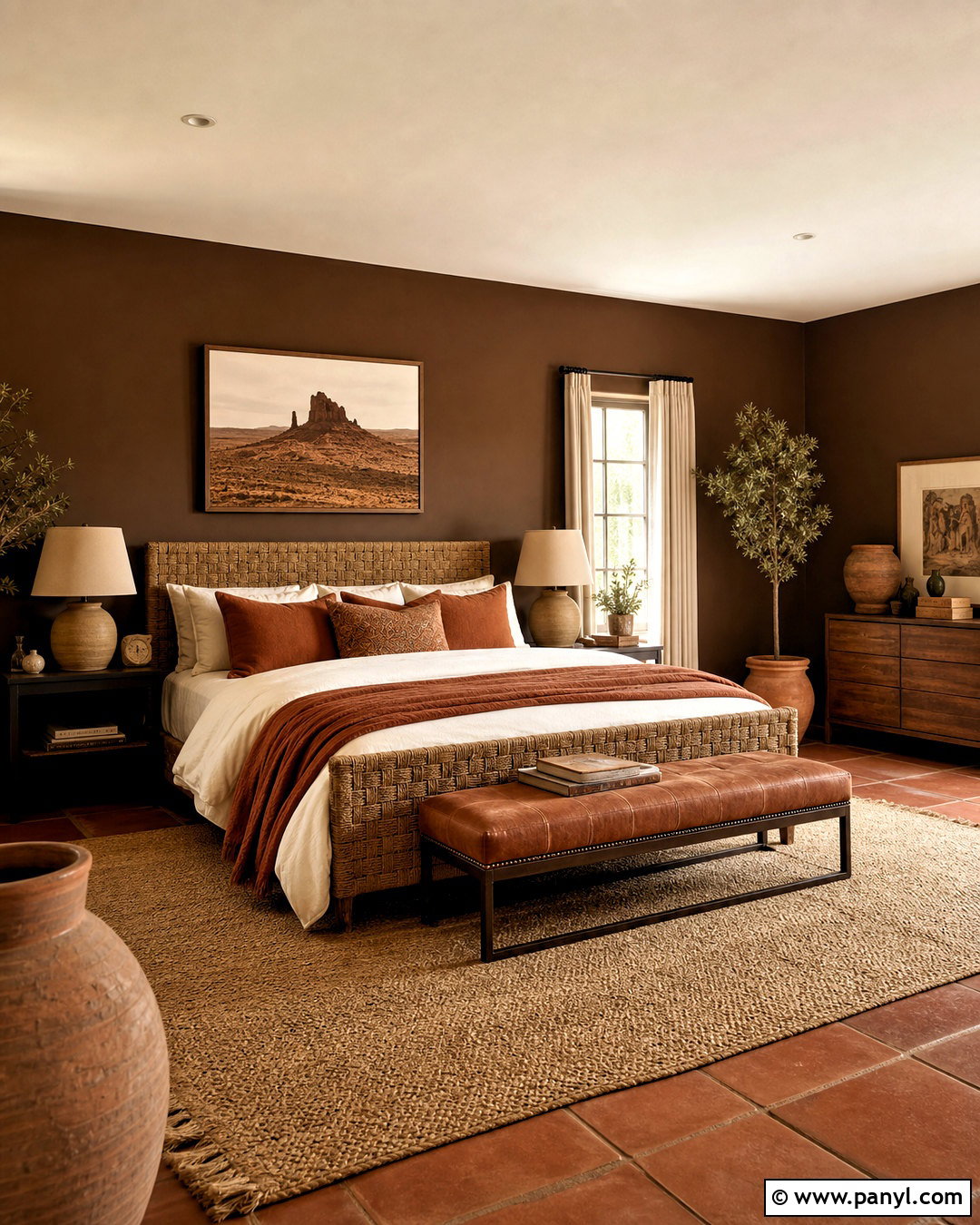 Chocolate Brown Walls With Terracotta Bedding - 20 chocolate brown walls bedroom ideas