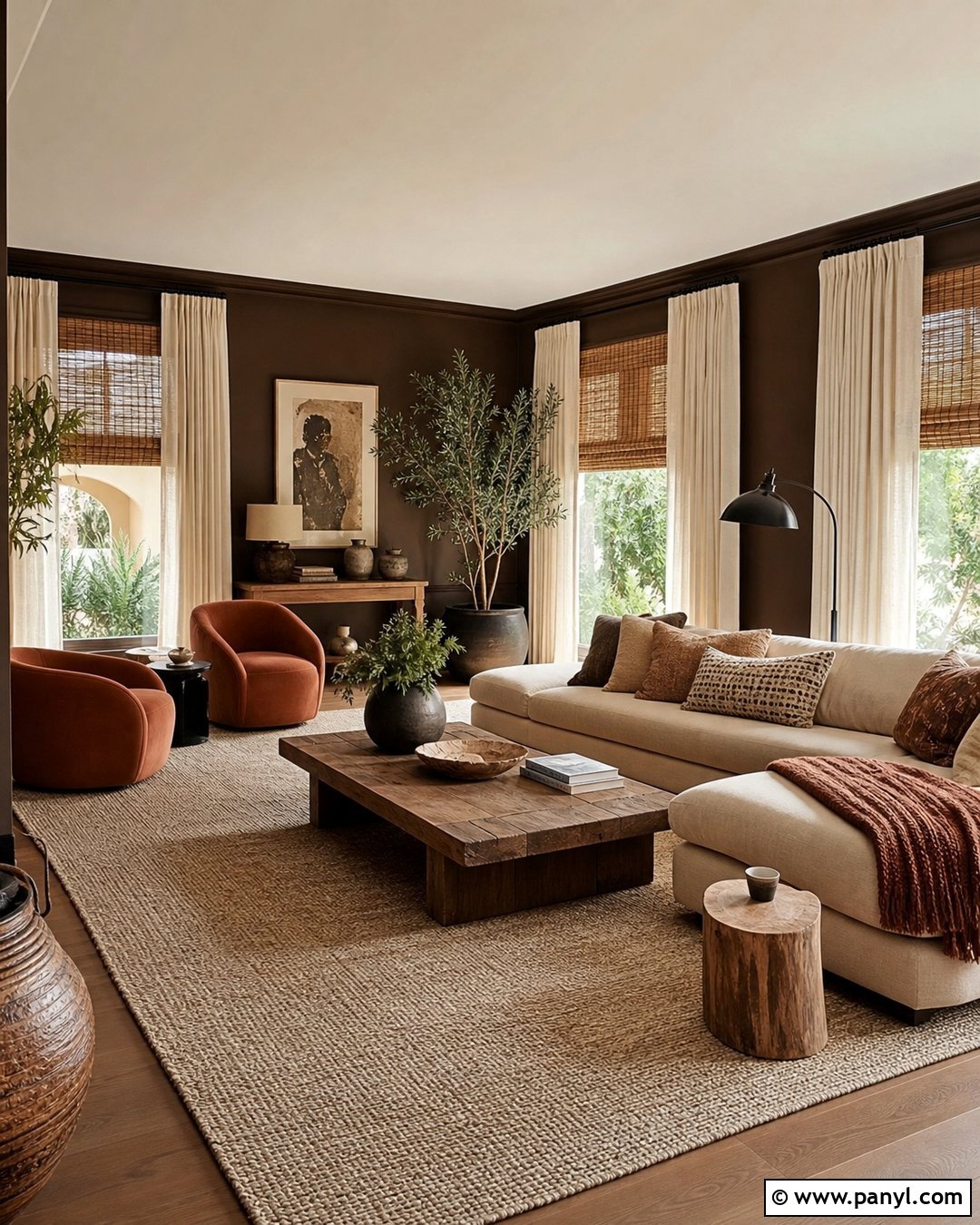 Chocolate Brown Walls With Terracotta - 35 Chocolate Brown Walls