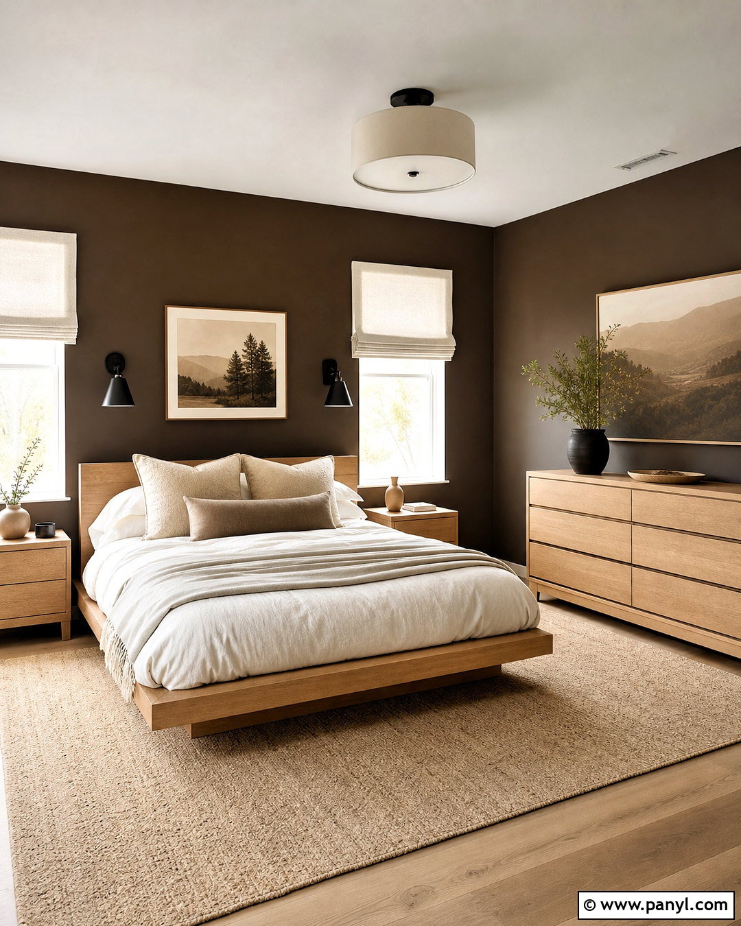 Chocolate Brown Walls With White Oak Furniture - 20 chocolate brown walls bedroom ideas