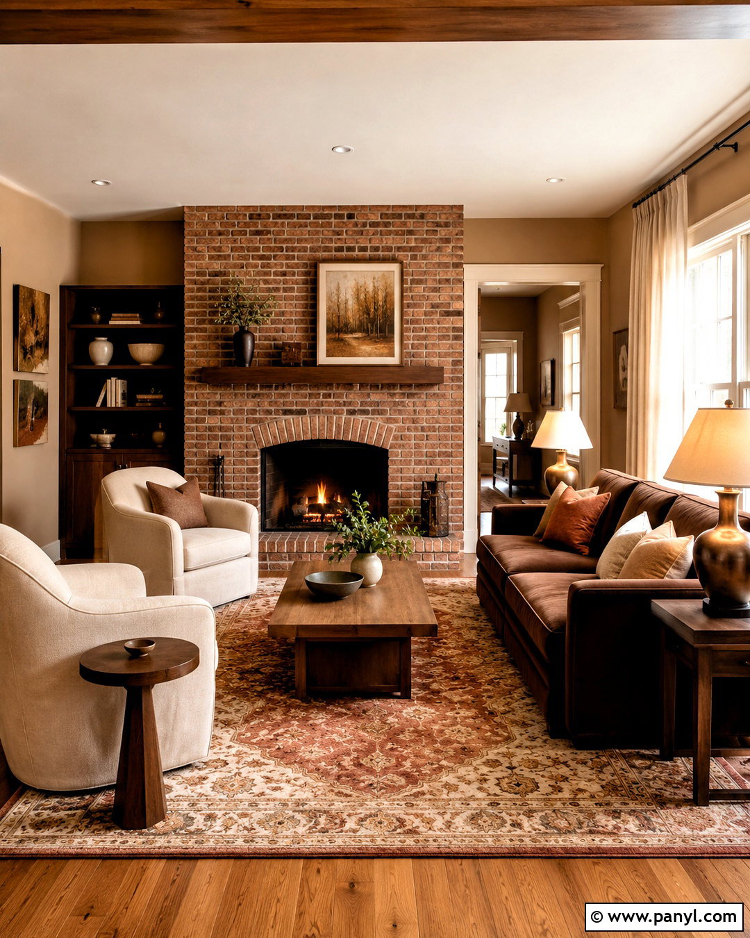 Chocolate Brown With Red Brick - 20 colors that go with brick interior ideas