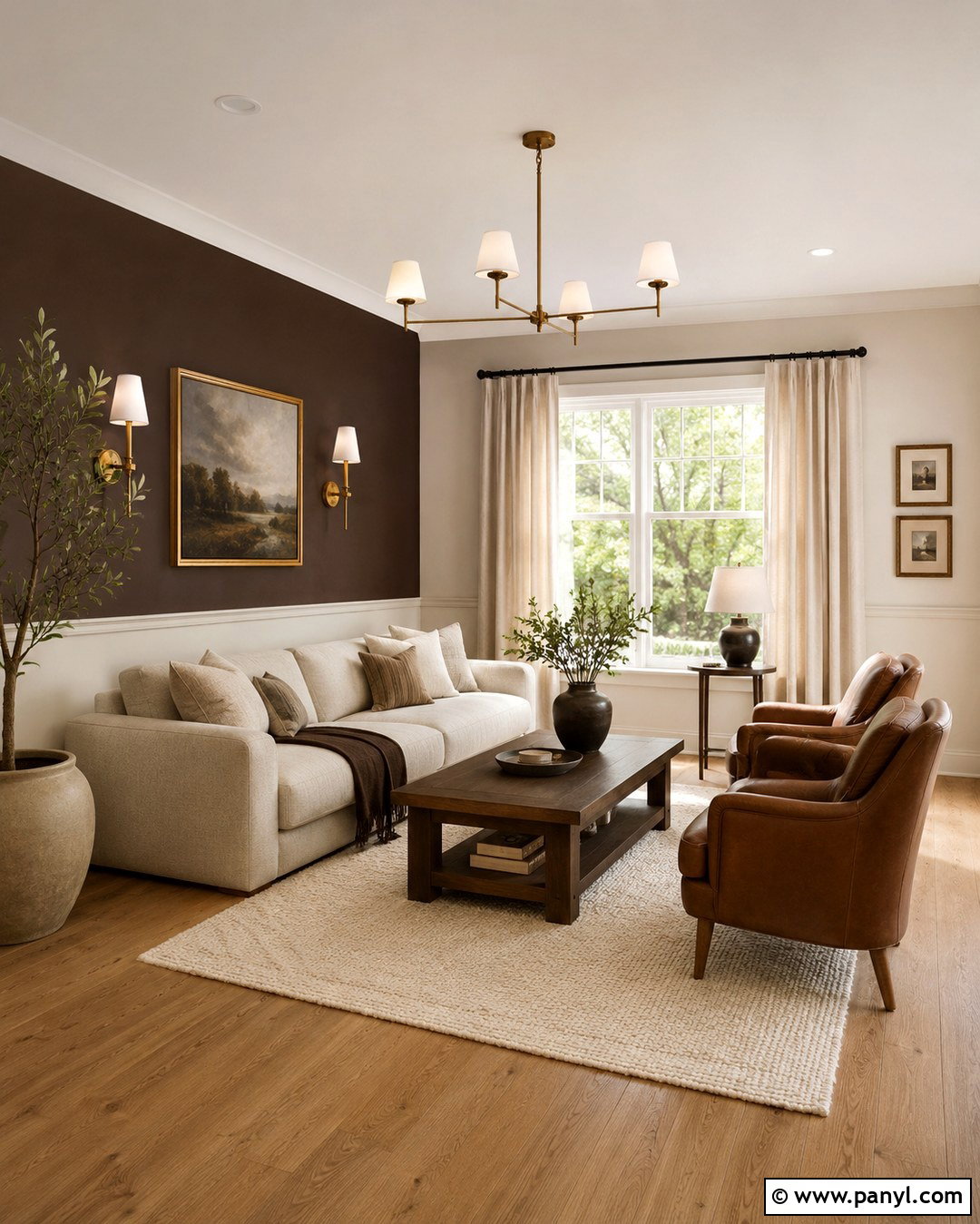 Chocolate Brown and Cream Living Room Walls - 20 Two Tone Brown Walls