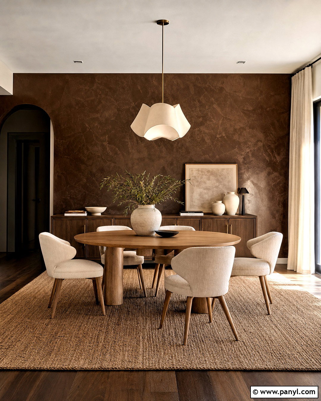 Chocolate Venetian Plaster Dining Room - 20 brown wall texture ideas