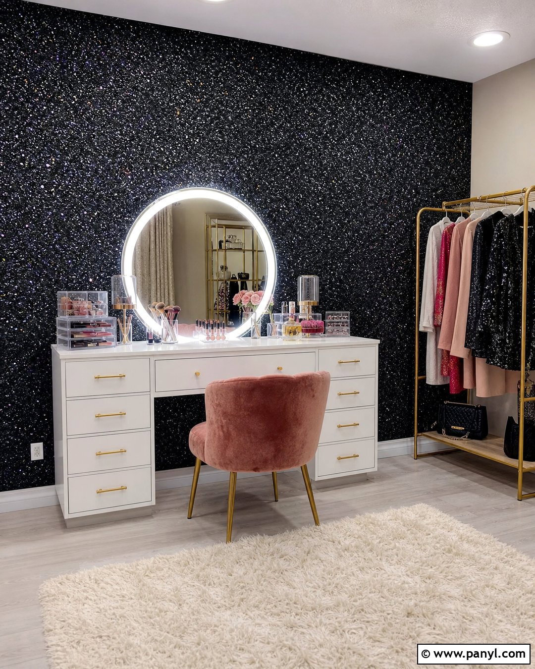 Chunky Black Glitter Wall - 30 black glitter wall ideas