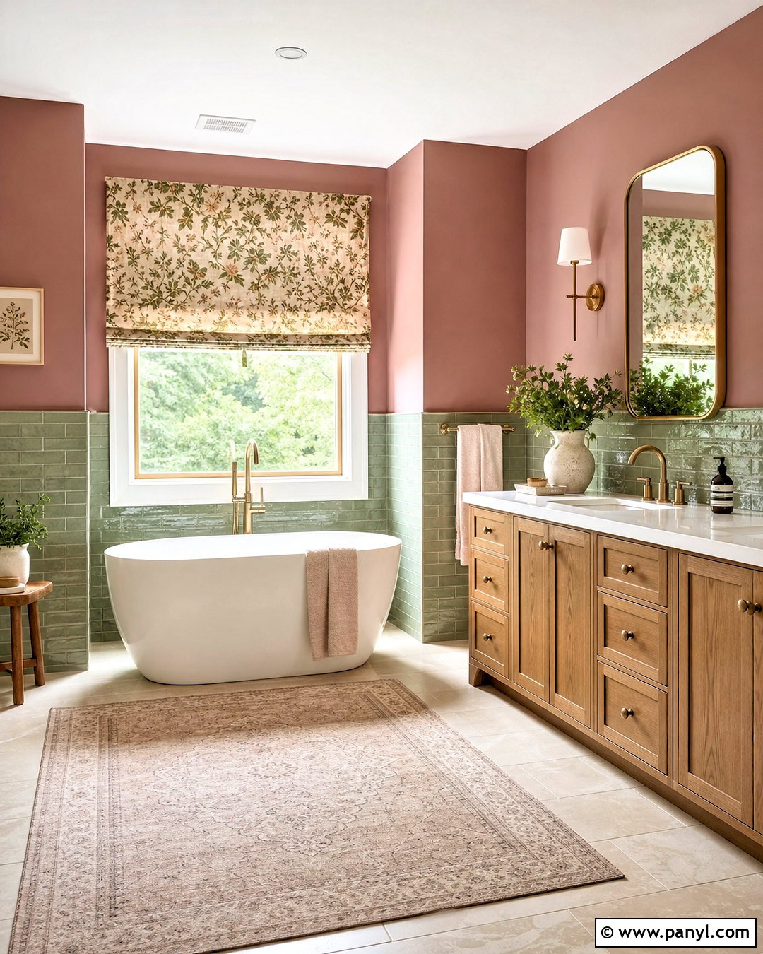 Cinder Rose Bathroom With Green Tile - 20 farrow and ball cinder rose ideas