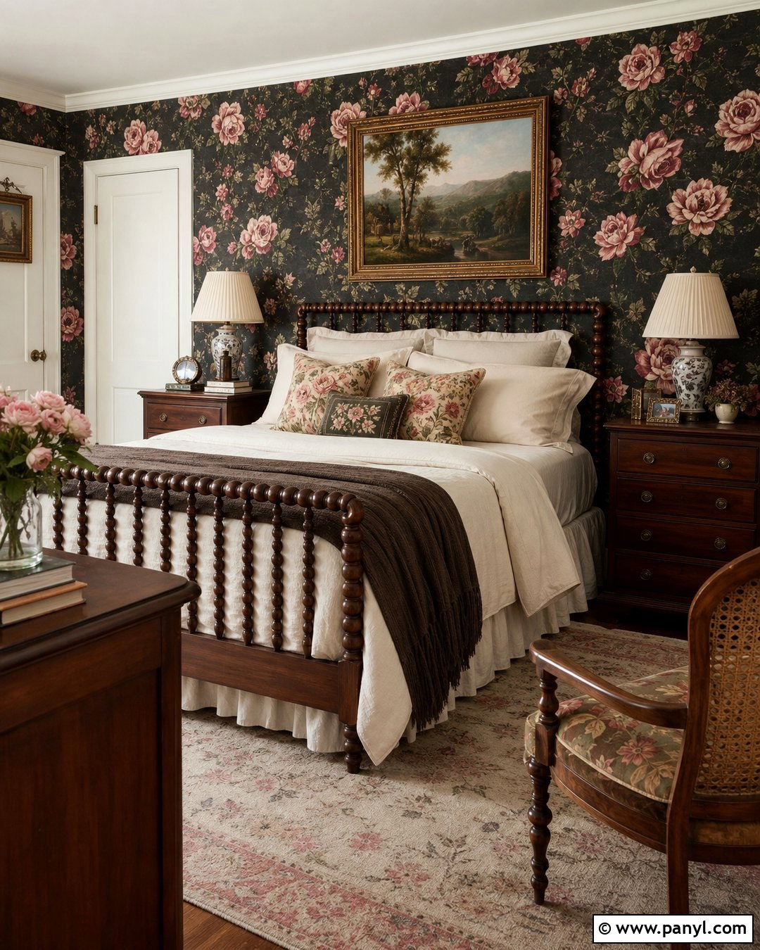 Cinder Rose Bedroom With Dark Wood Furniture - 35 cinder rose farrow and ball ideas