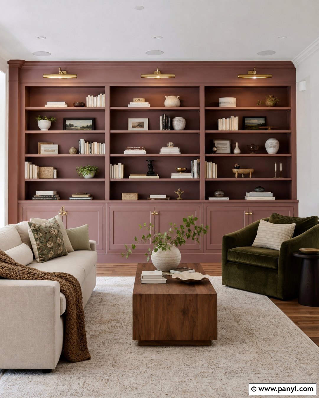 Cinder Rose Built-In Bookshelves - 35 cinder rose farrow and ball ideas