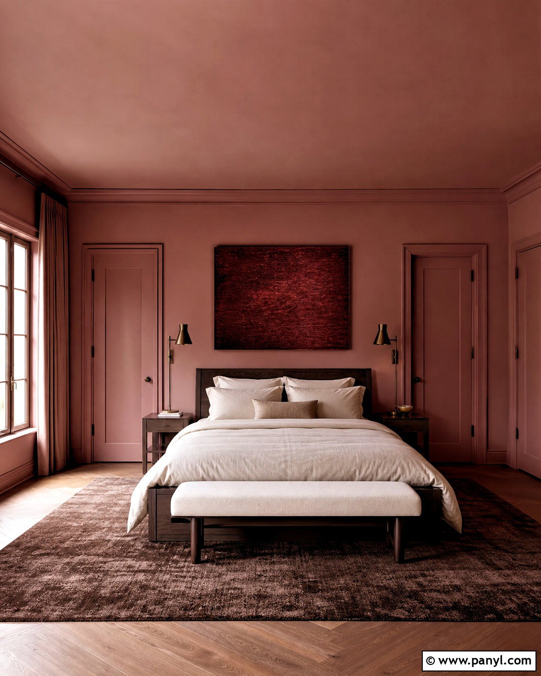 Cinder Rose Color Drenched Bedroom - 20 farrow and ball cinder rose ideas