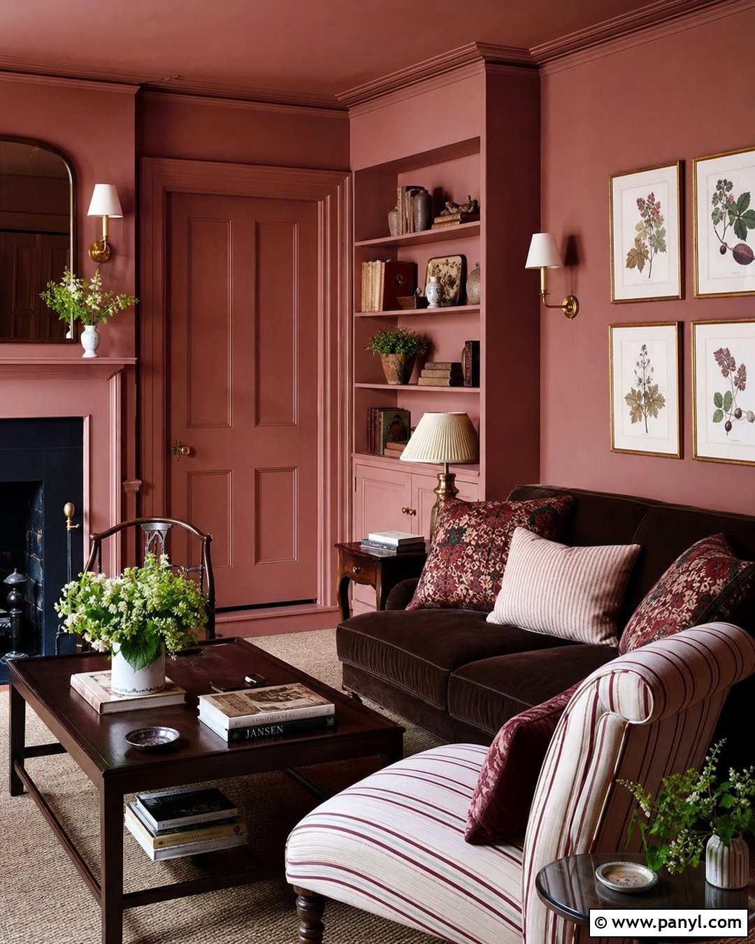 Cinder Rose Color-Drenched Sitting Room - 35 cinder rose farrow and ball ideas