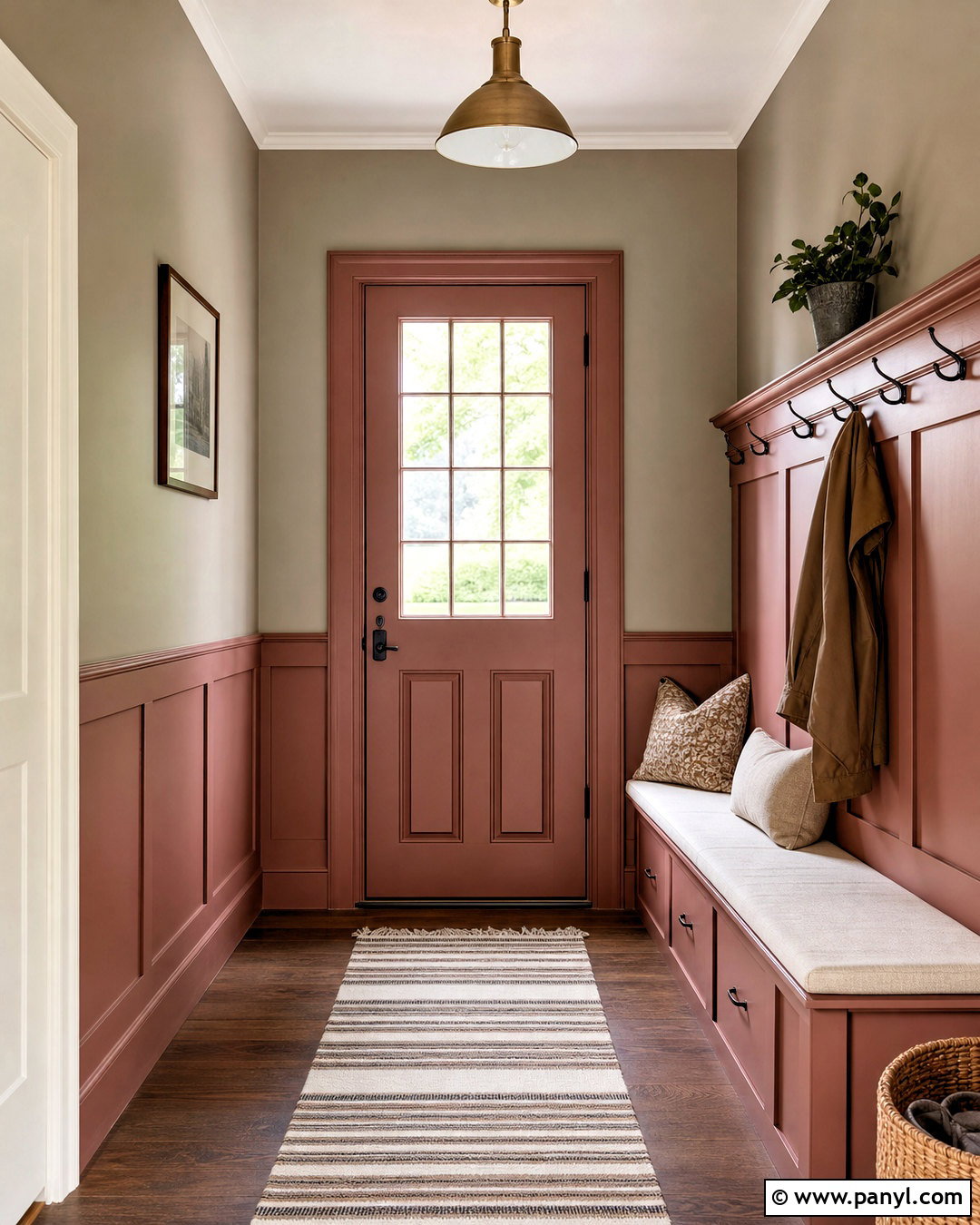 Cinder Rose Entryway With Painted Paneling - 20 farrow and ball cinder rose ideas