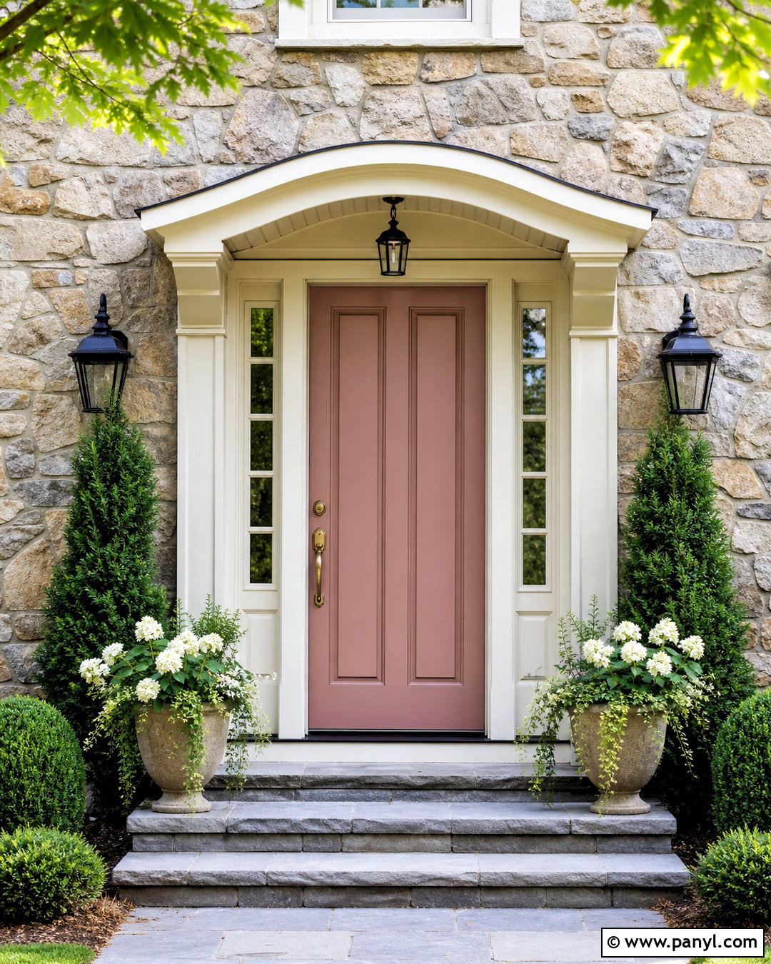Cinder Rose Front Door With Stone Exterior - 20 farrow and ball cinder rose ideas