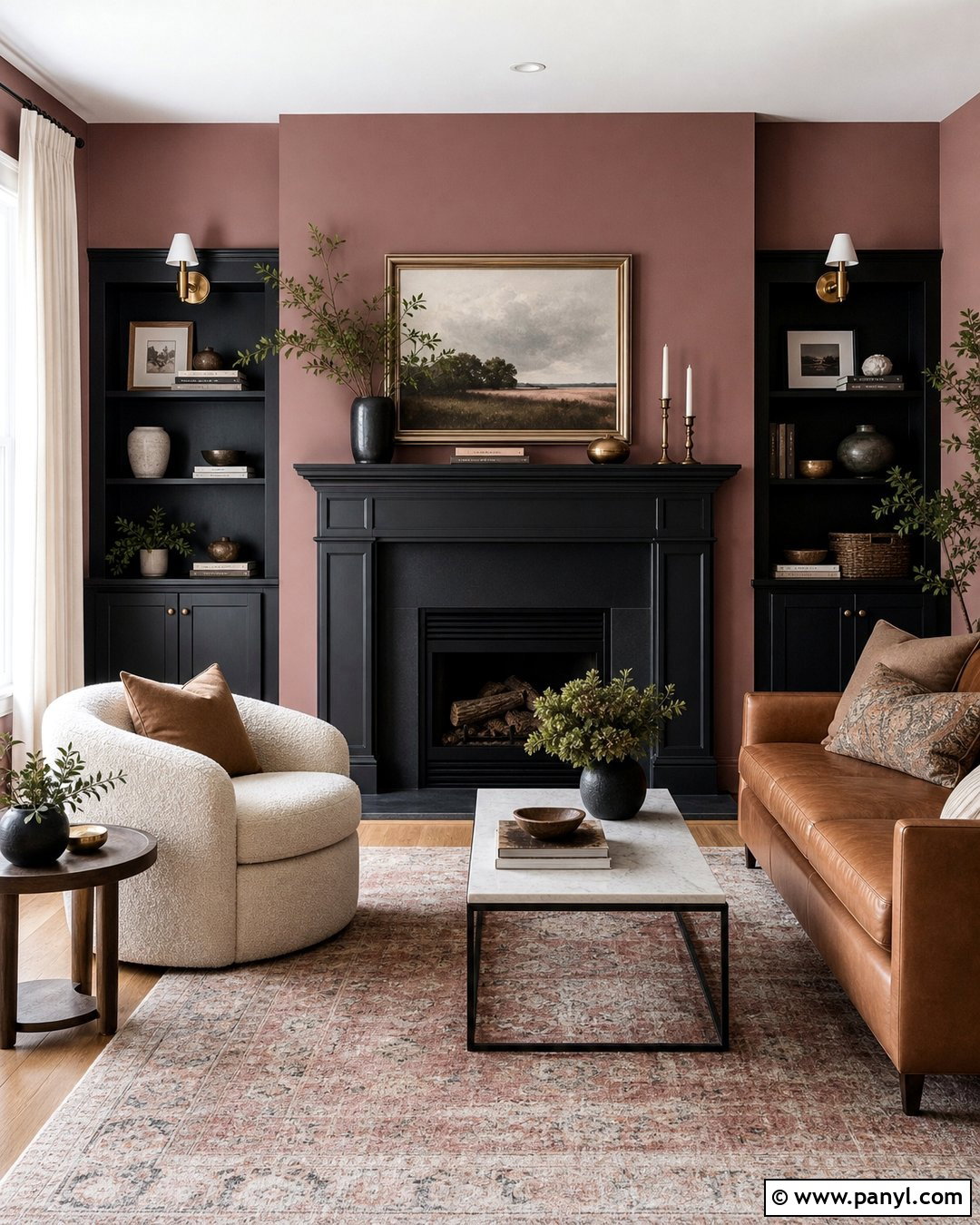 Cinder Rose Living Room With Black Fireplace - 35 cinder rose farrow and ball ideas