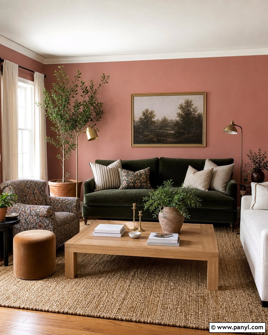 Cinder Rose Living Room With Green Sofa - 35 cinder rose farrow and ball ideas