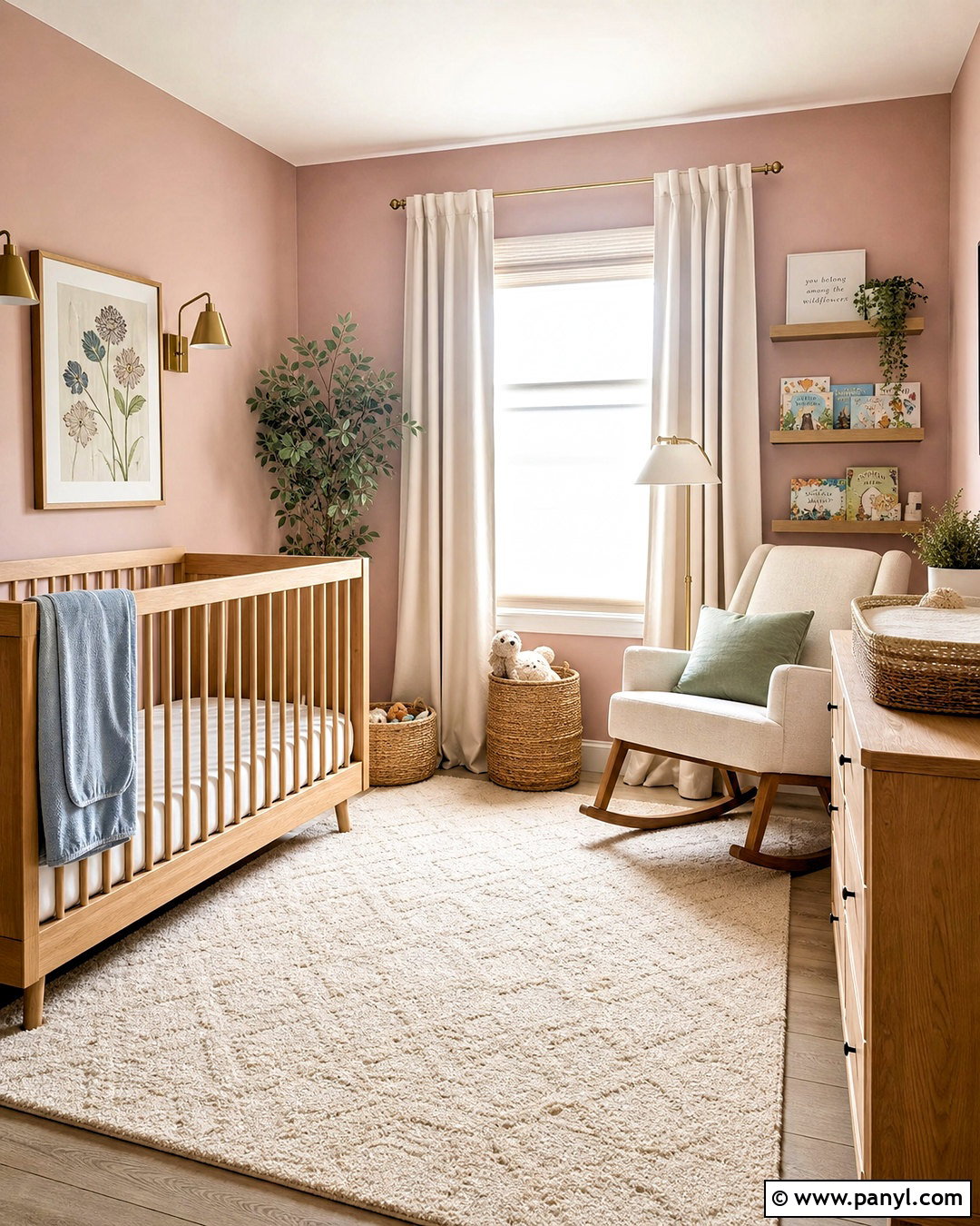 Cinder Rose Nursery With Natural Wood Furniture - 20 farrow and ball cinder rose ideas