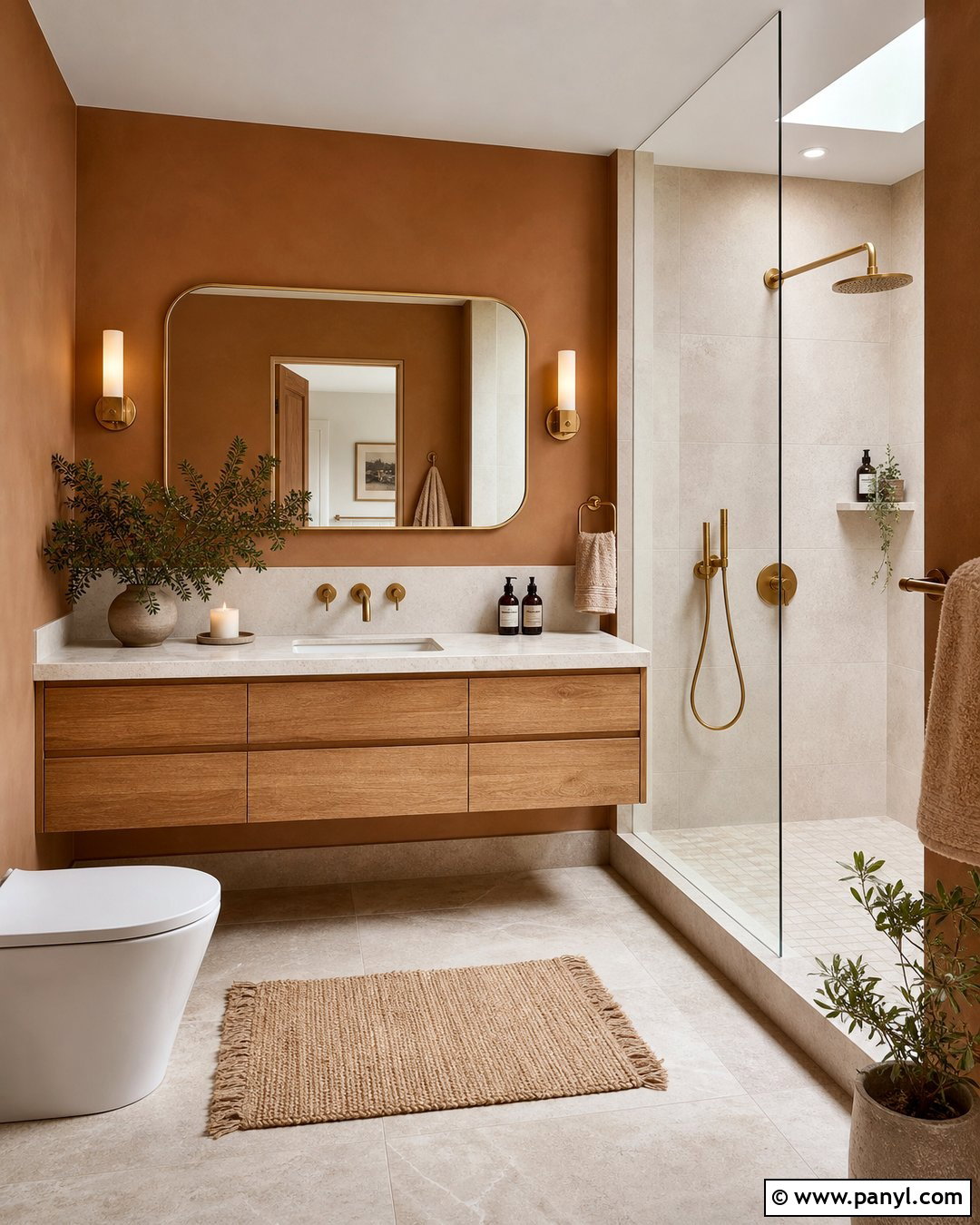 Cinnamon Bathroom With Natural Stone - 25 Cinnamon Walls