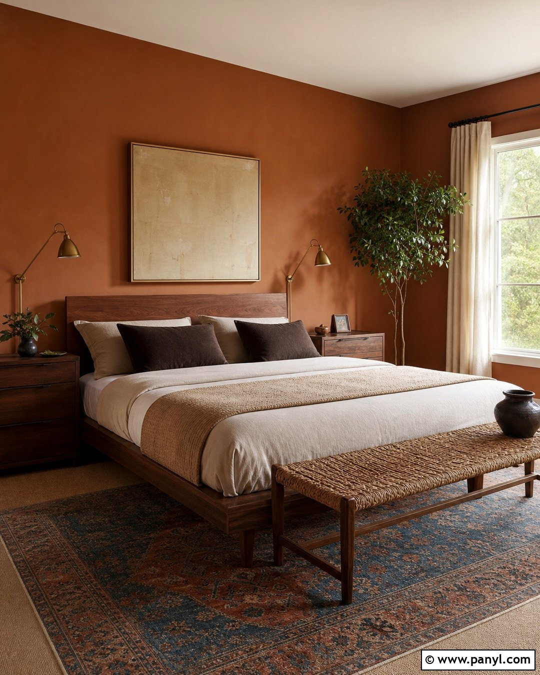 Cinnamon Bedroom With Walnut Furniture - 25 Cinnamon Walls