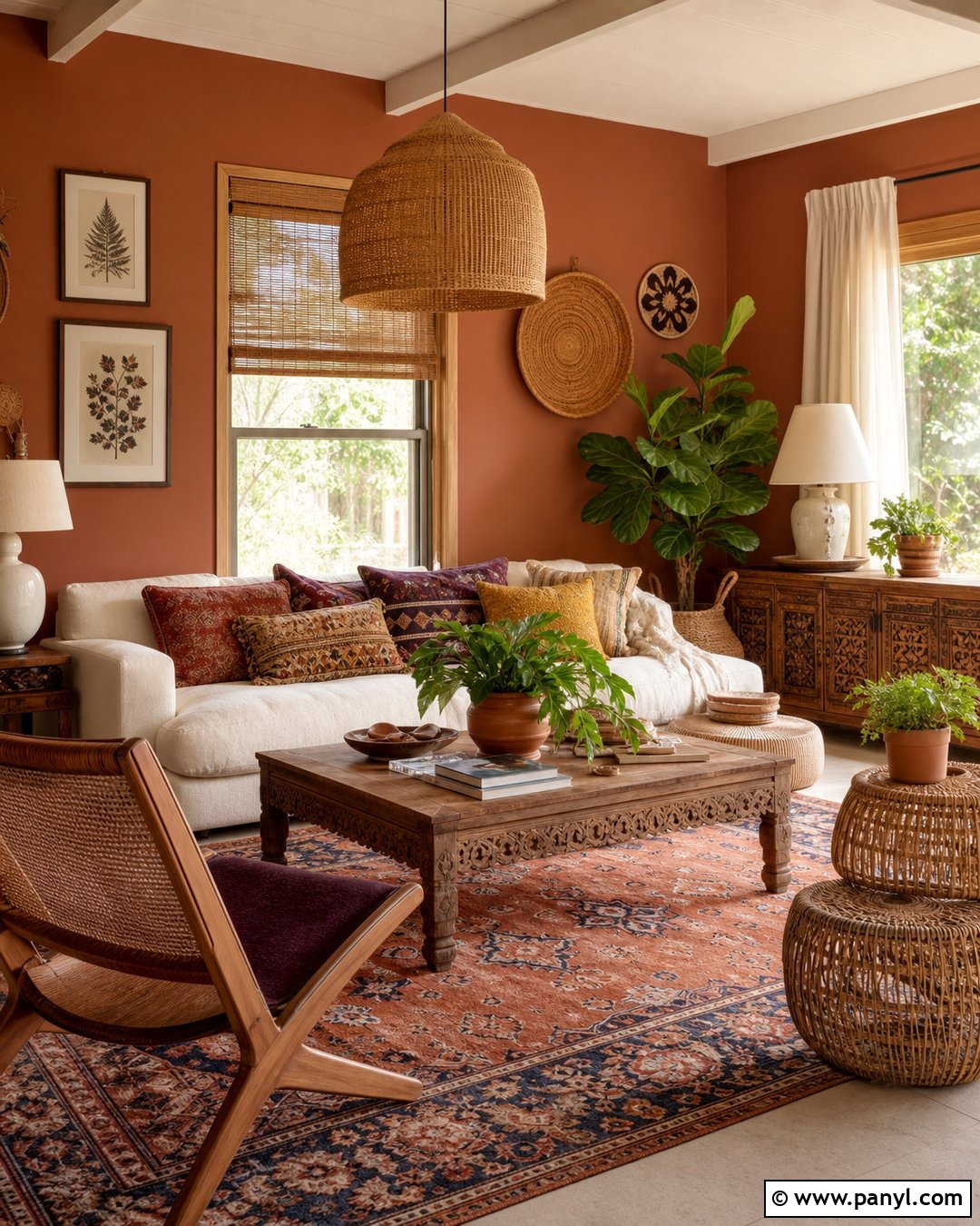 Cinnamon Boho Living Room - 25 Cinnamon Walls