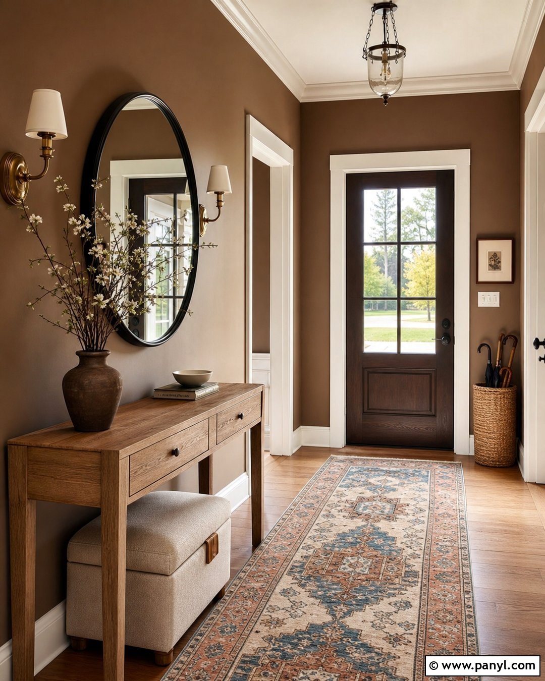 Cinnamon Brown Entryway Walls - 35 Brown Wall Color Ideas