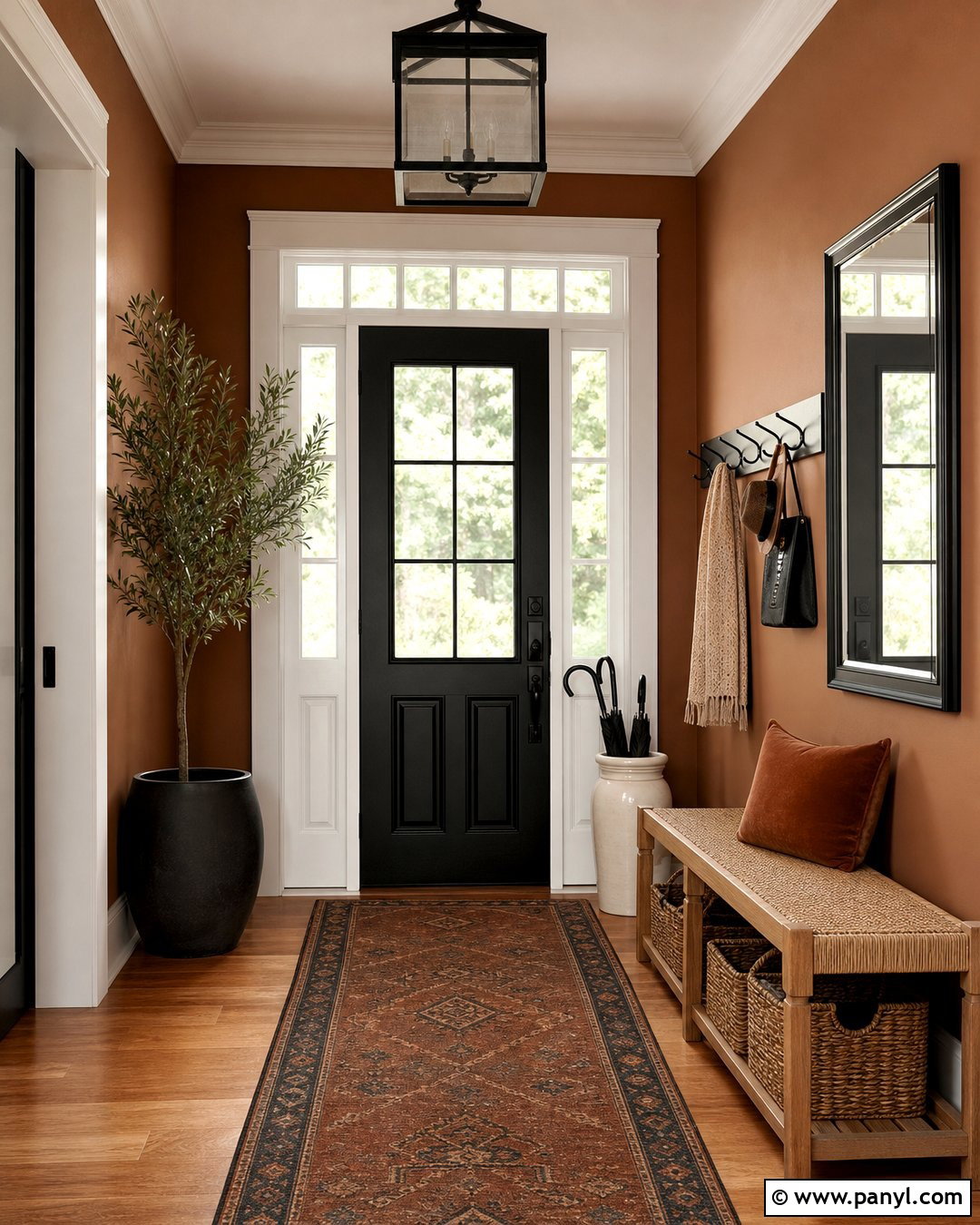 Cinnamon Entryway With Black Accents - 25 Cinnamon Walls