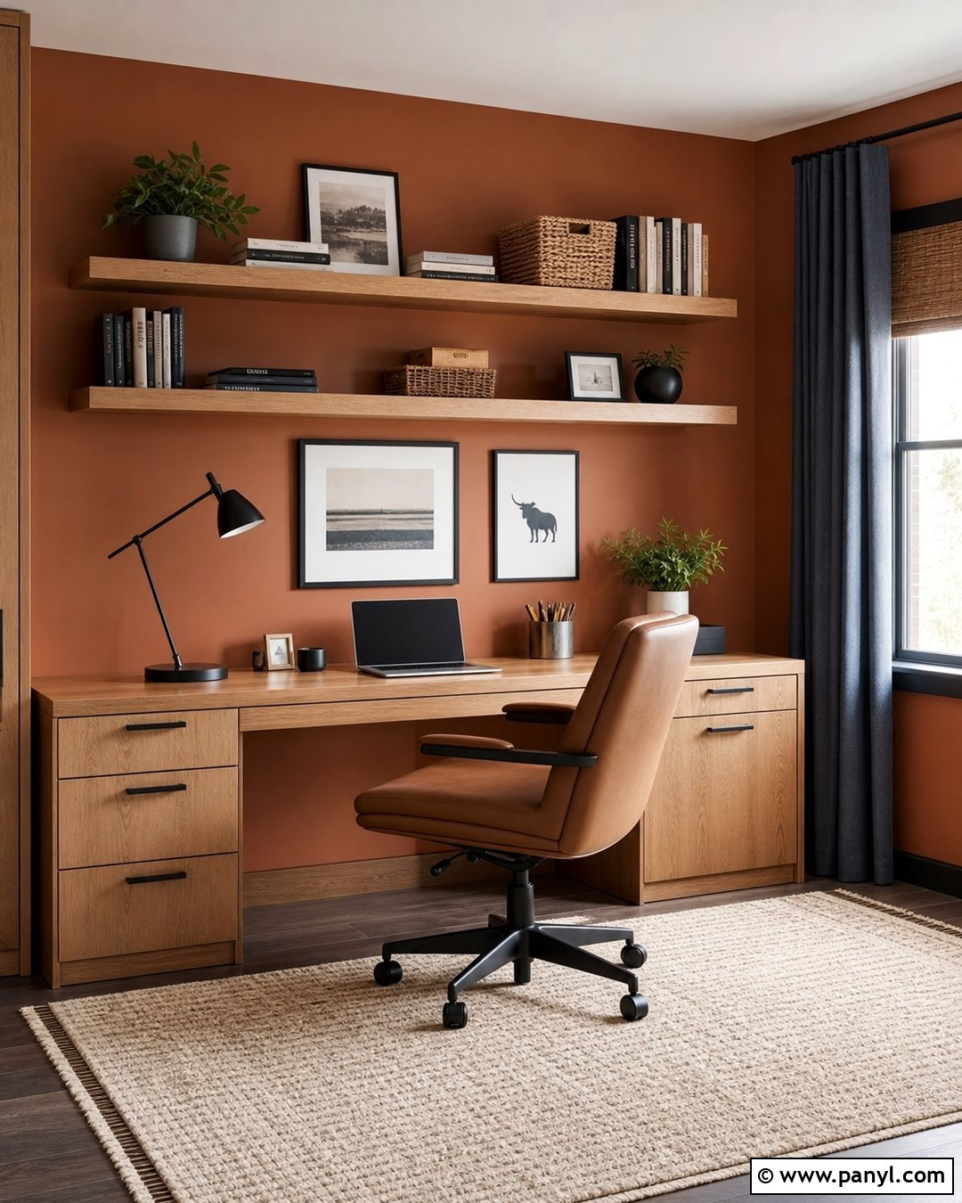 Cinnamon Home Office With Oak Furniture - 25 Cinnamon Walls