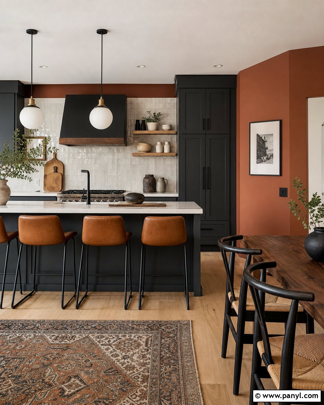 Cinnamon Kitchen With Charcoal Cabinets - 25 Cinnamon Walls