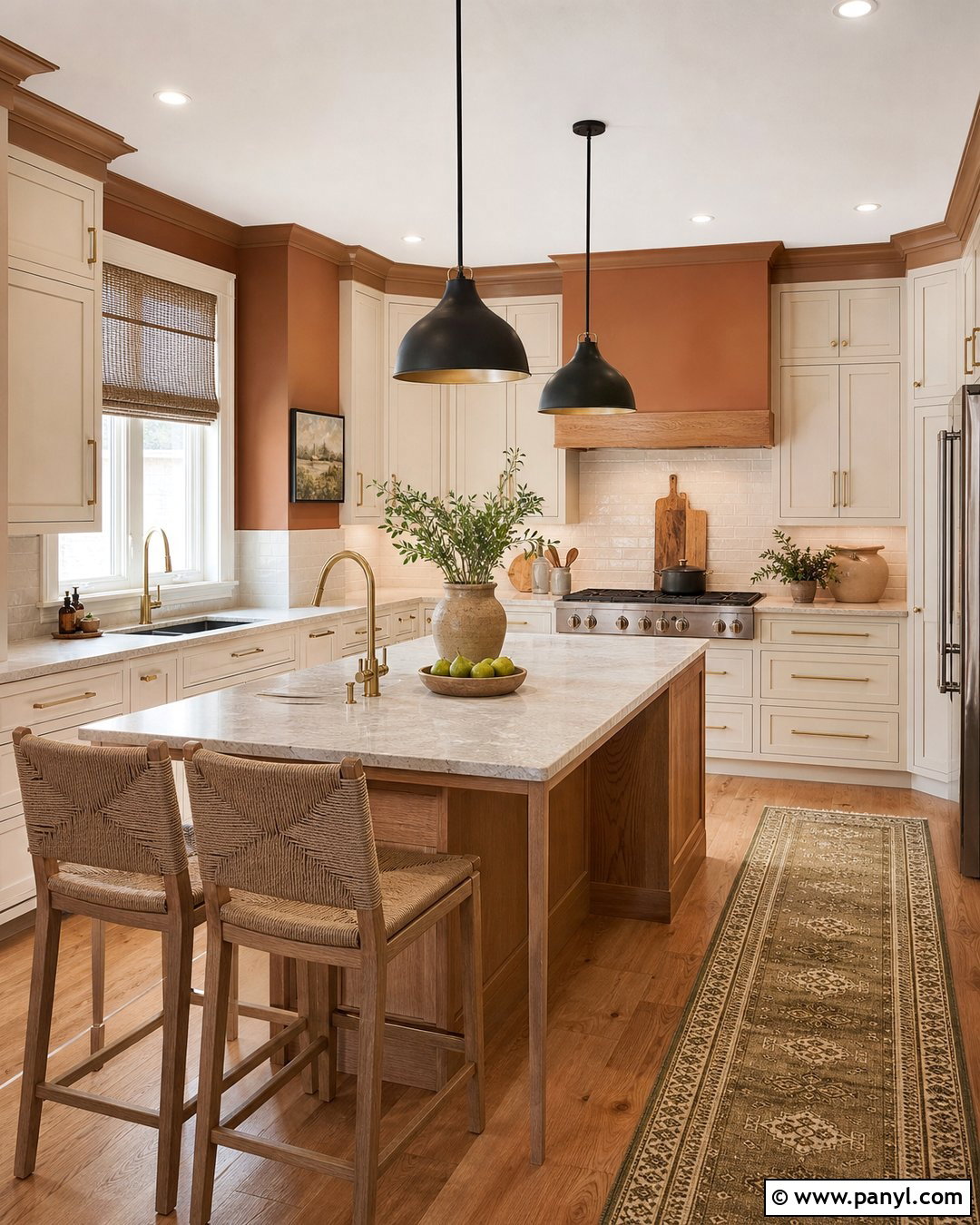 Cinnamon Kitchen With Cream Cabinets - 25 Cinnamon Walls