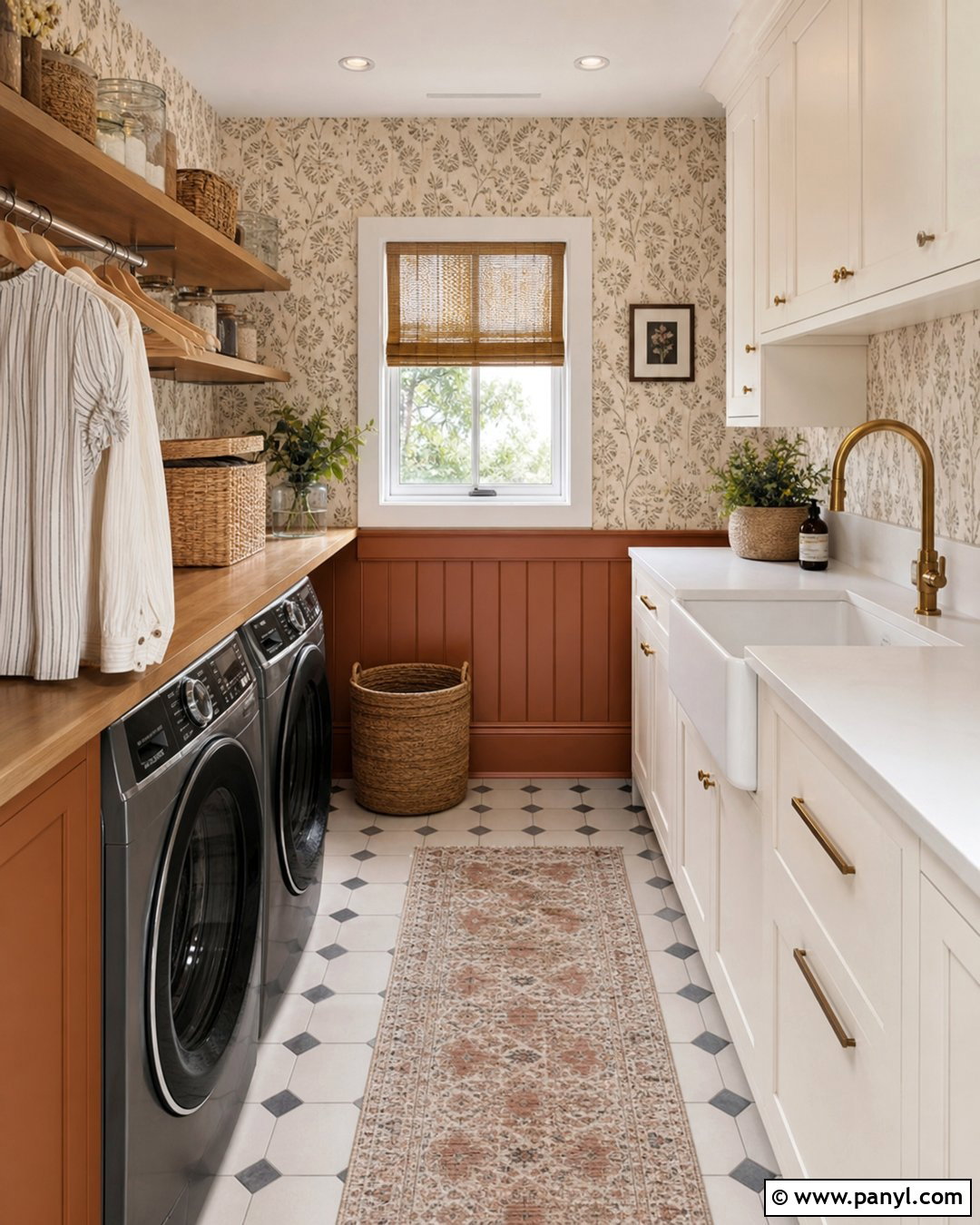 Cinnamon Laundry Room With Wallpaper - 25 Cinnamon Walls