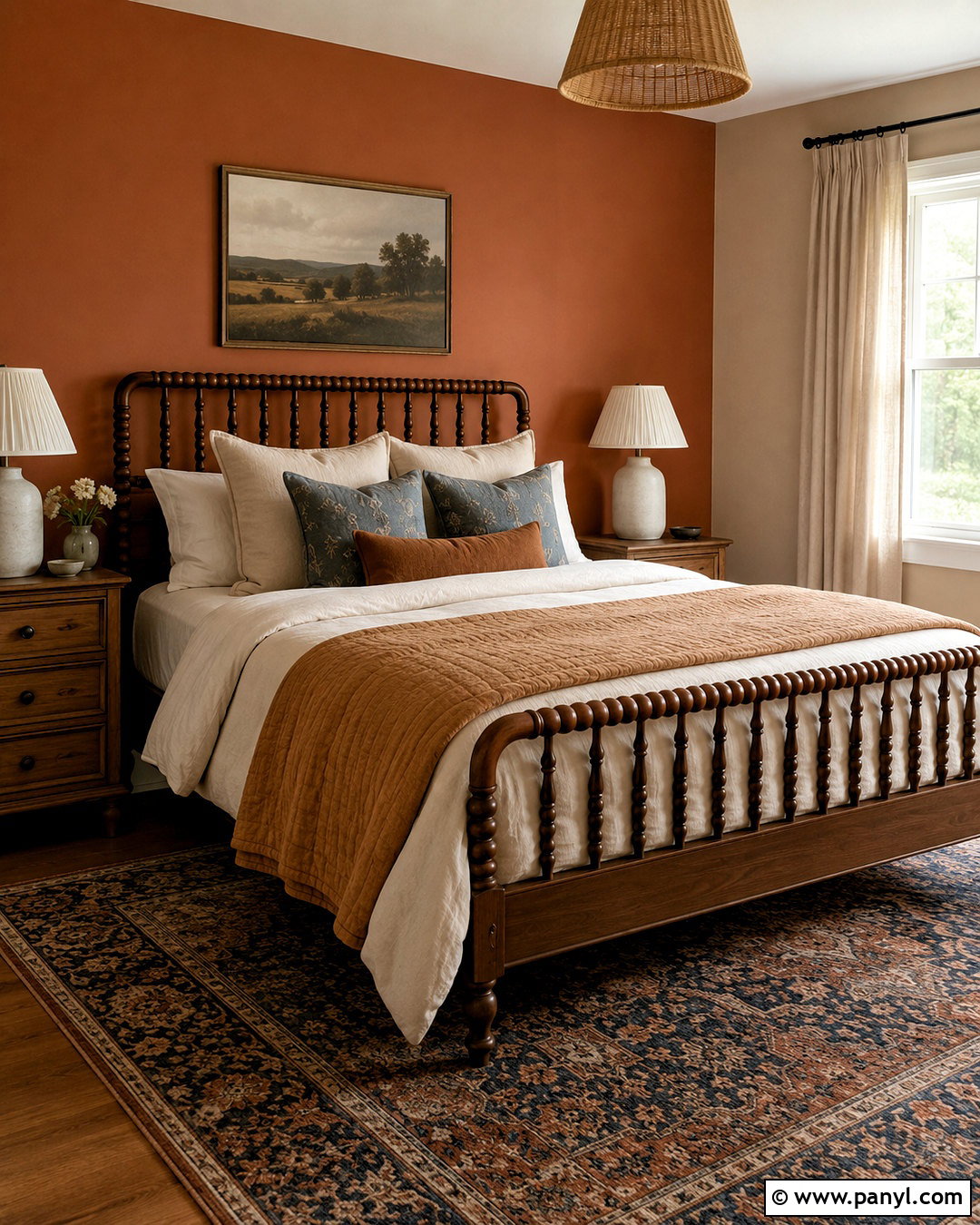 Cinnamon Orange Guest Bedroom - 20 Warm Orange Wall Color Ideas