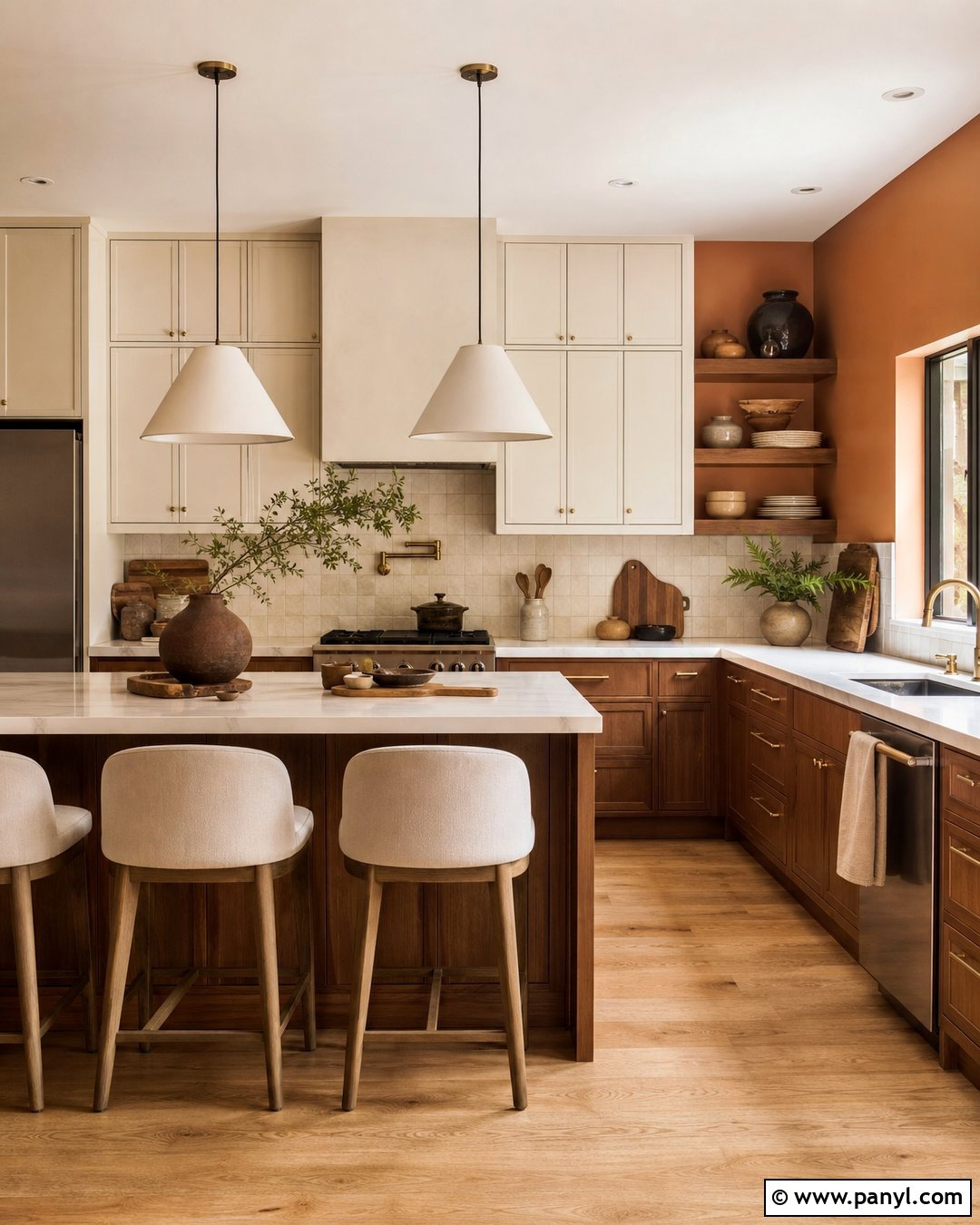 Cinnamon Orange Kitchen Wall - 20 Brown Orange Wall Color Ideas
